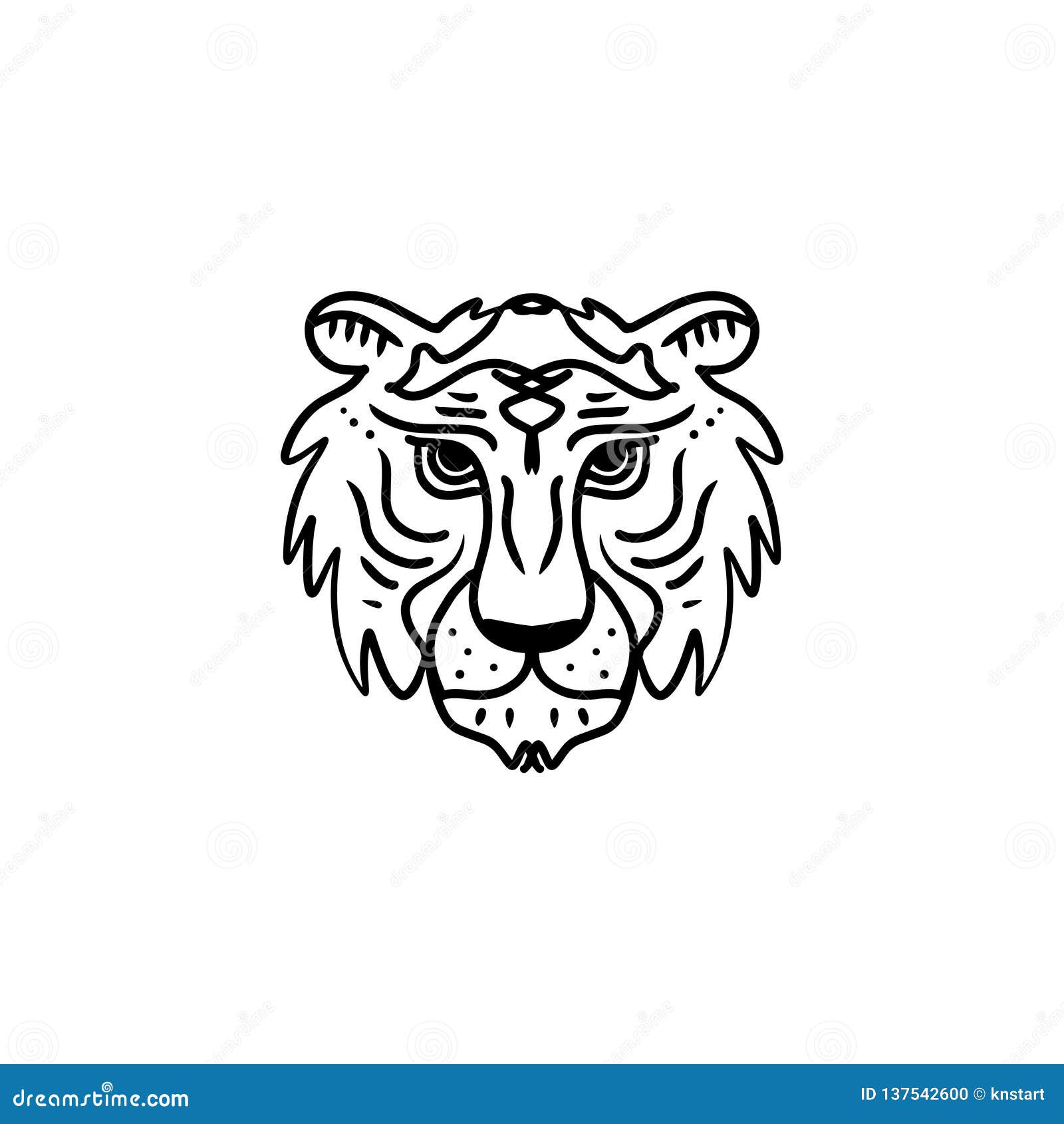 Tiger Line Art Minimal Logo. African or Indian Totem, Boho Style, Flash  Tattoo Design Stock Illustration - Illustration of logo, animal: 137542600