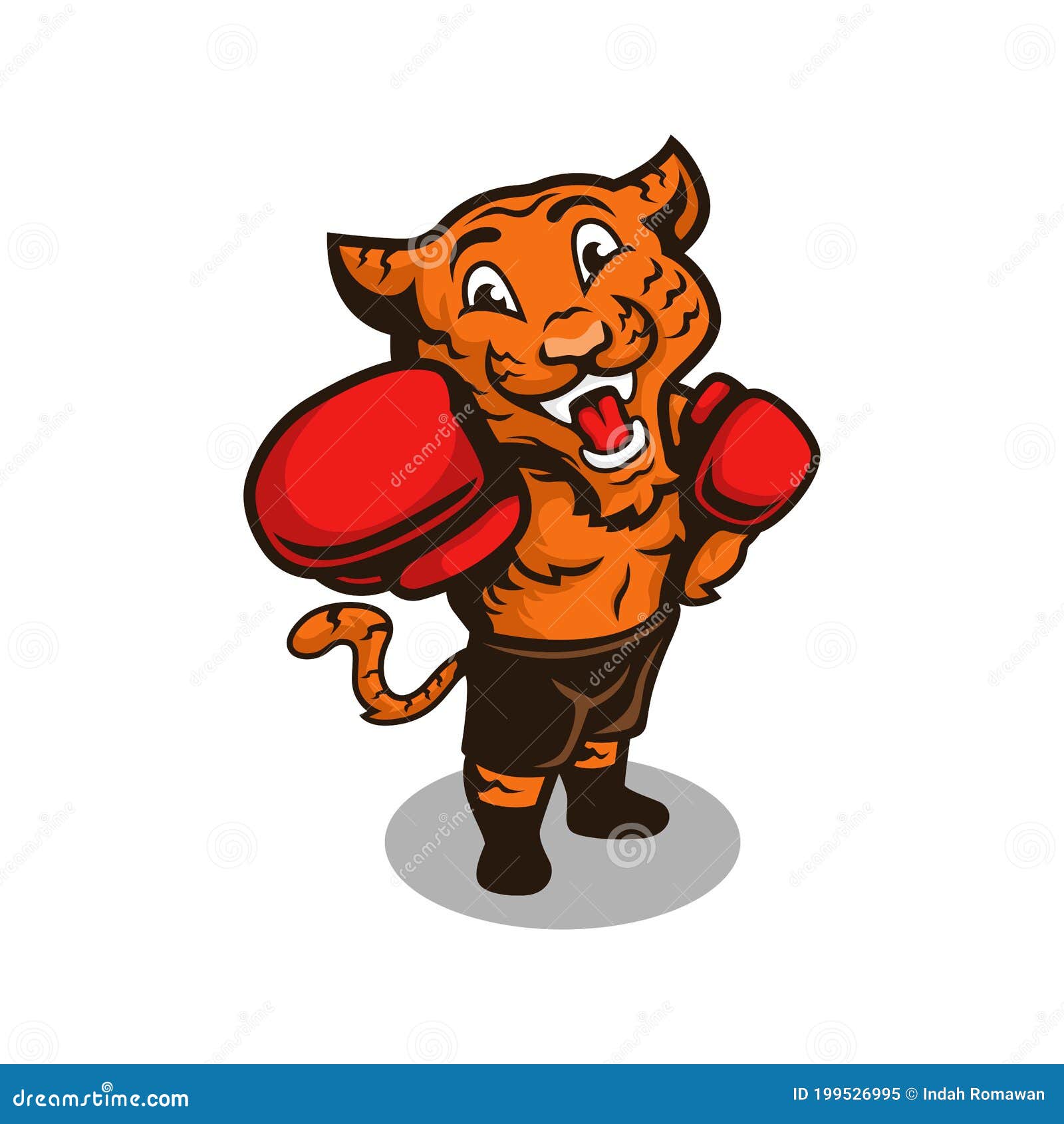 Tiger Logo Mascot Boxing Character. Vector Illustration Stock Vector -  Illustration of body, print: 199526995