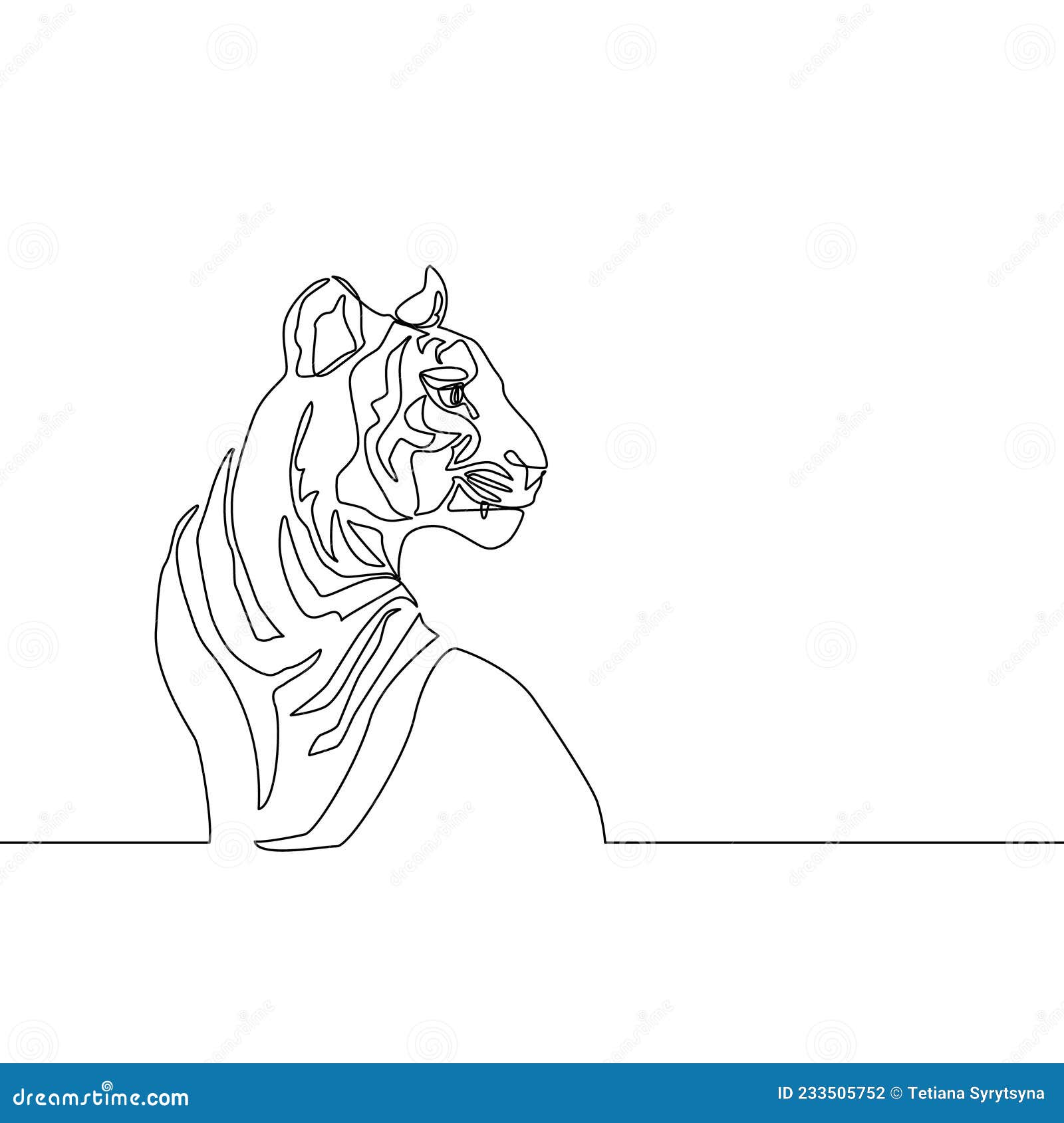 Tiger vector animal wild one line design. Chinese new year 2022 year of the  tiger, line art Stock Vector