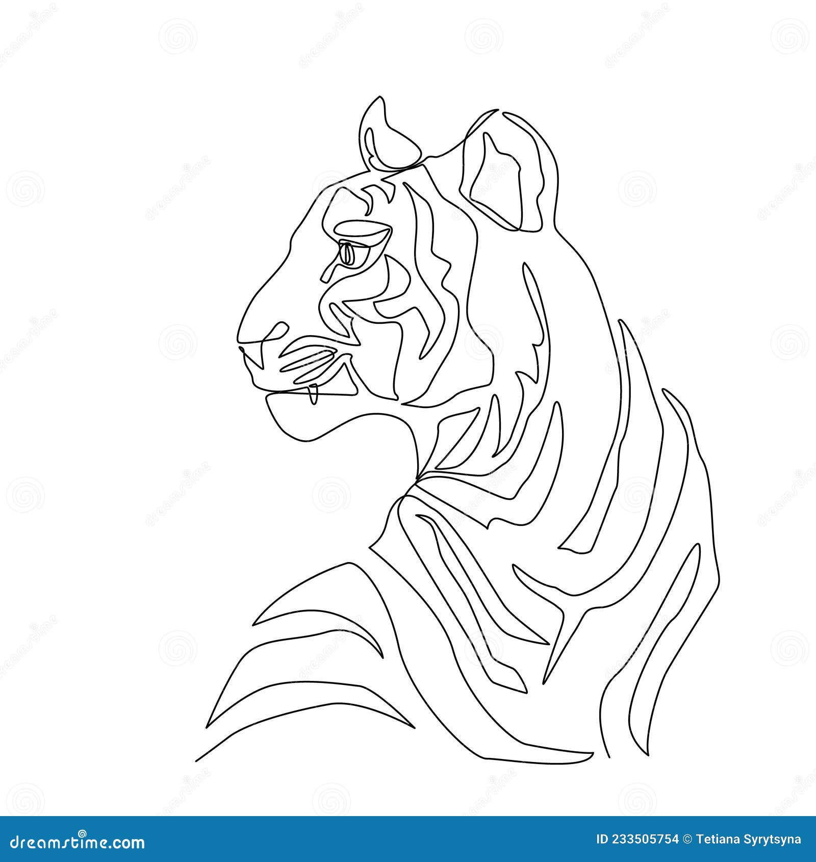 Tiger vector animal wild one line design. Chinese new year 2022 year of the  tiger, line art Stock Vector