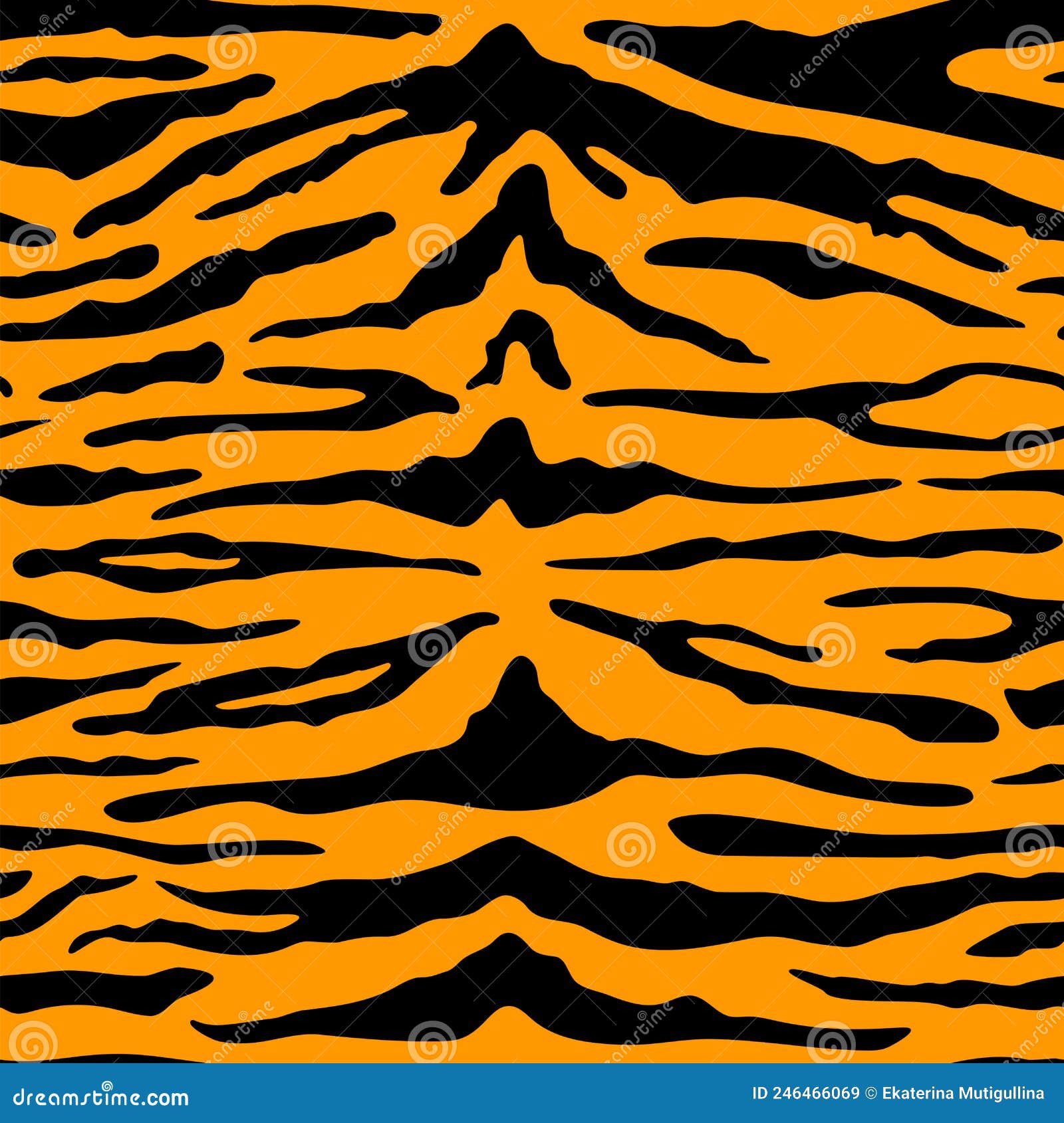 Tiger Print Background. Vector Wild Animal Skin Texture, Black Stripes ...