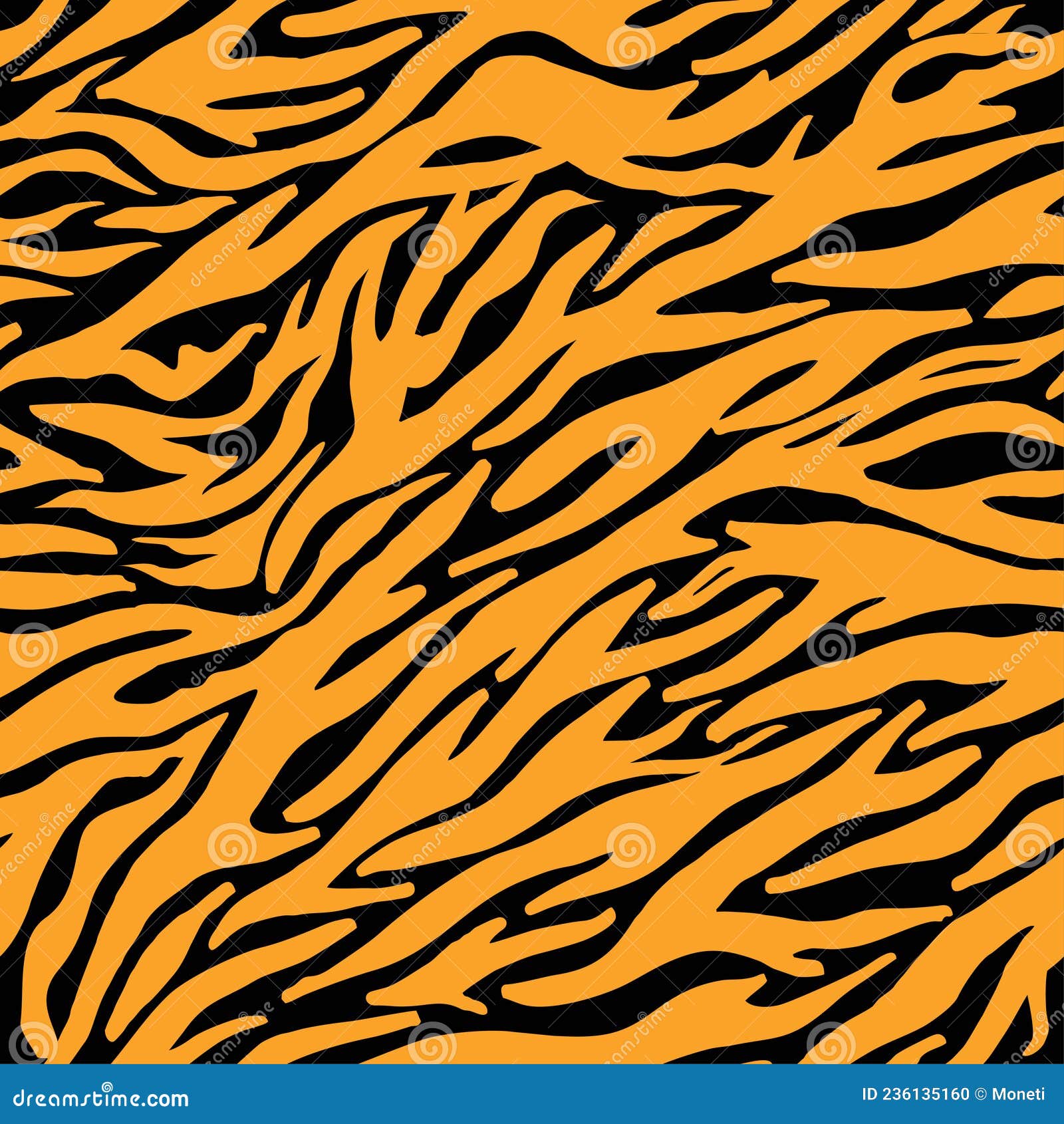 Tiger Print Seamless Pattern. Black and Orange Tiger Stripes. Black and ...