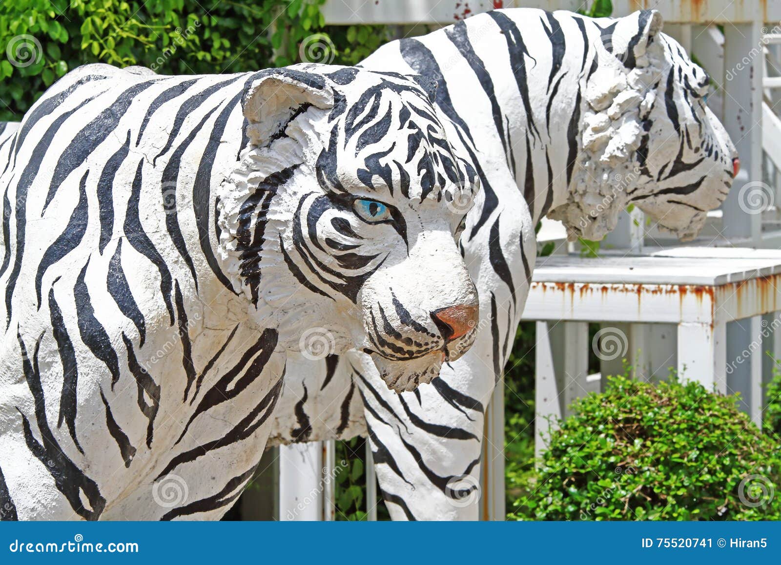 Tiger statue in the park stock image. Image of feline 75520741