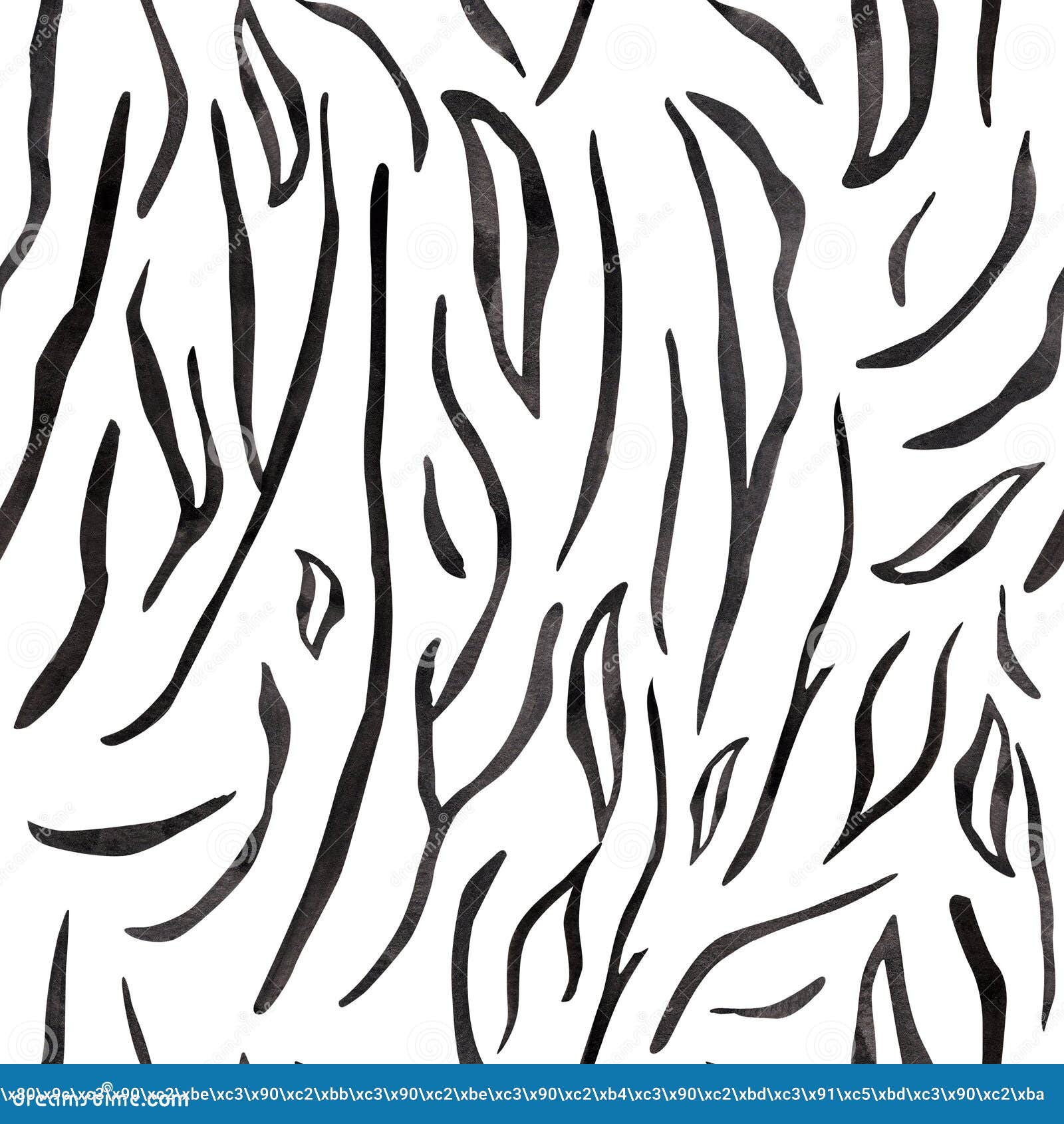 Tiger Stripes Black Watercolor Seamless Pattern Stock Illustration -  Illustration of heat, horizontal: 218314181