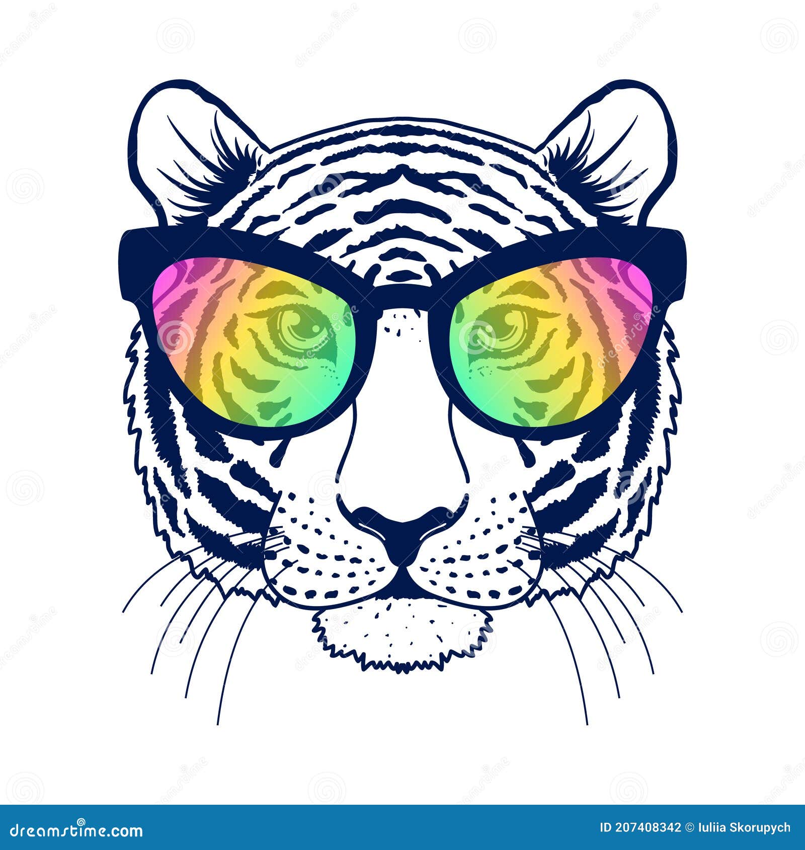 Tiger with sunglasses stock vector. Illustration of strong 207408342