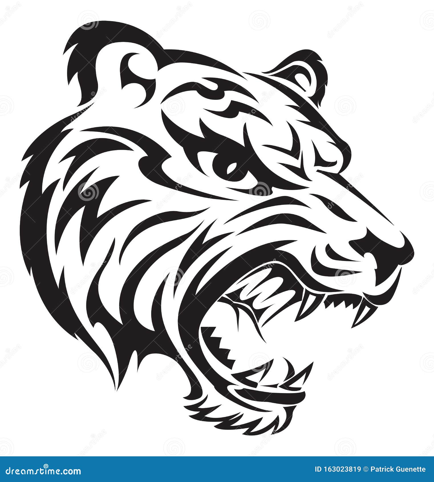 Tiger Tattoo Design, Vintage Engraving Stock Vector - Illustration of tiger,  face: 163023819