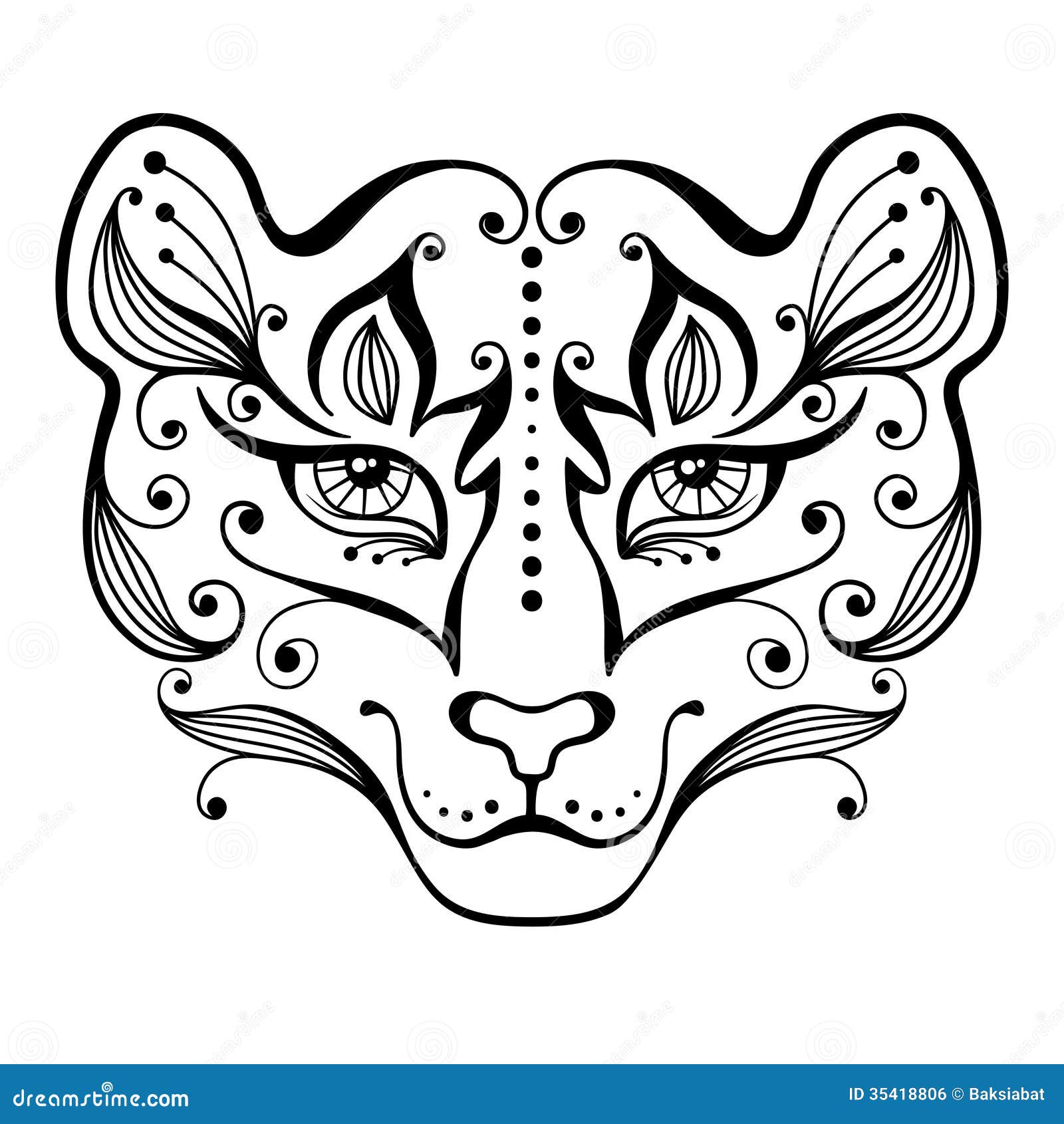 Tiger tattoo. stock vector. Illustration of design, black - 35418806
