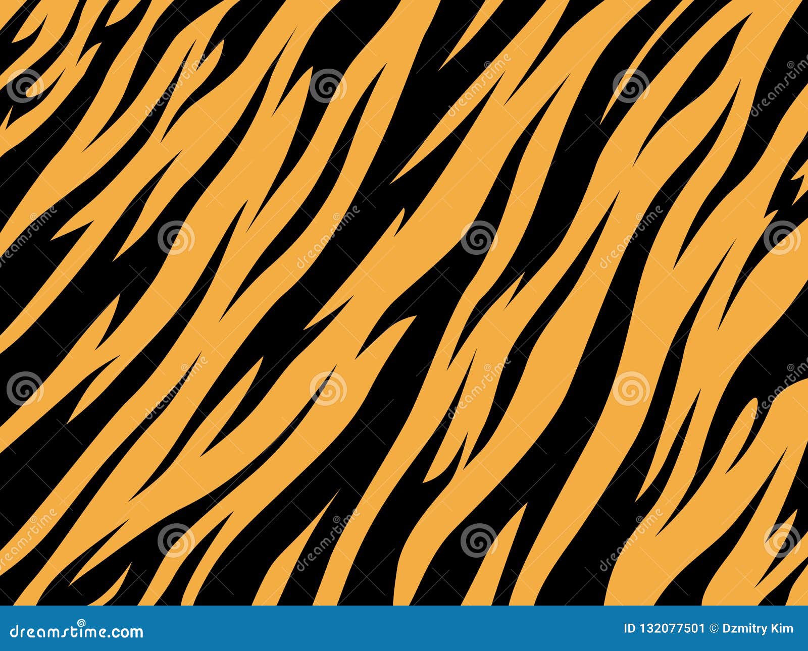 Tiger Texture Abstract Background Orange Black. Vector Jungle Strip ...