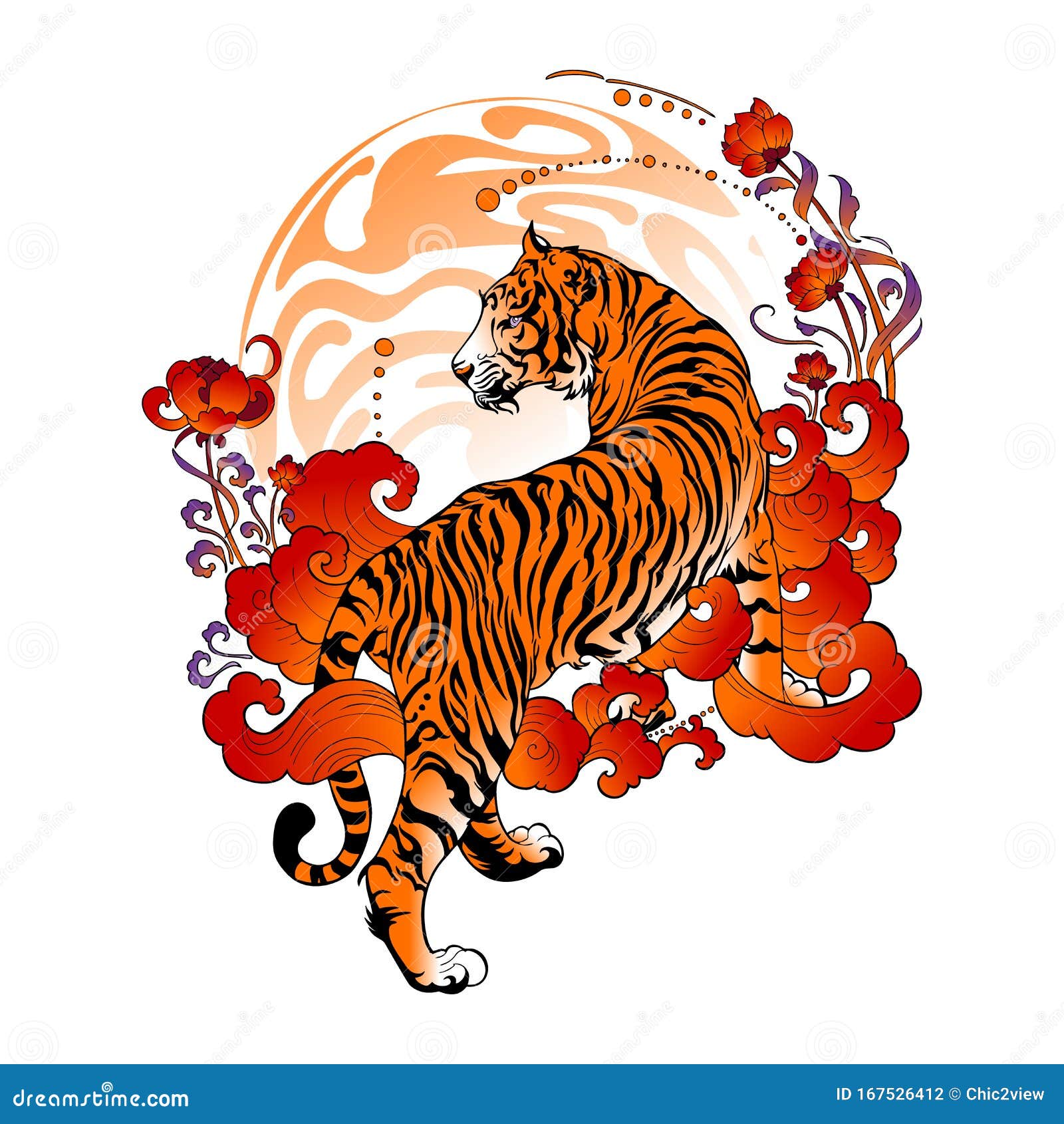 japanese chinese vector design set tiger sketch Stock Vector  Adobe Stock