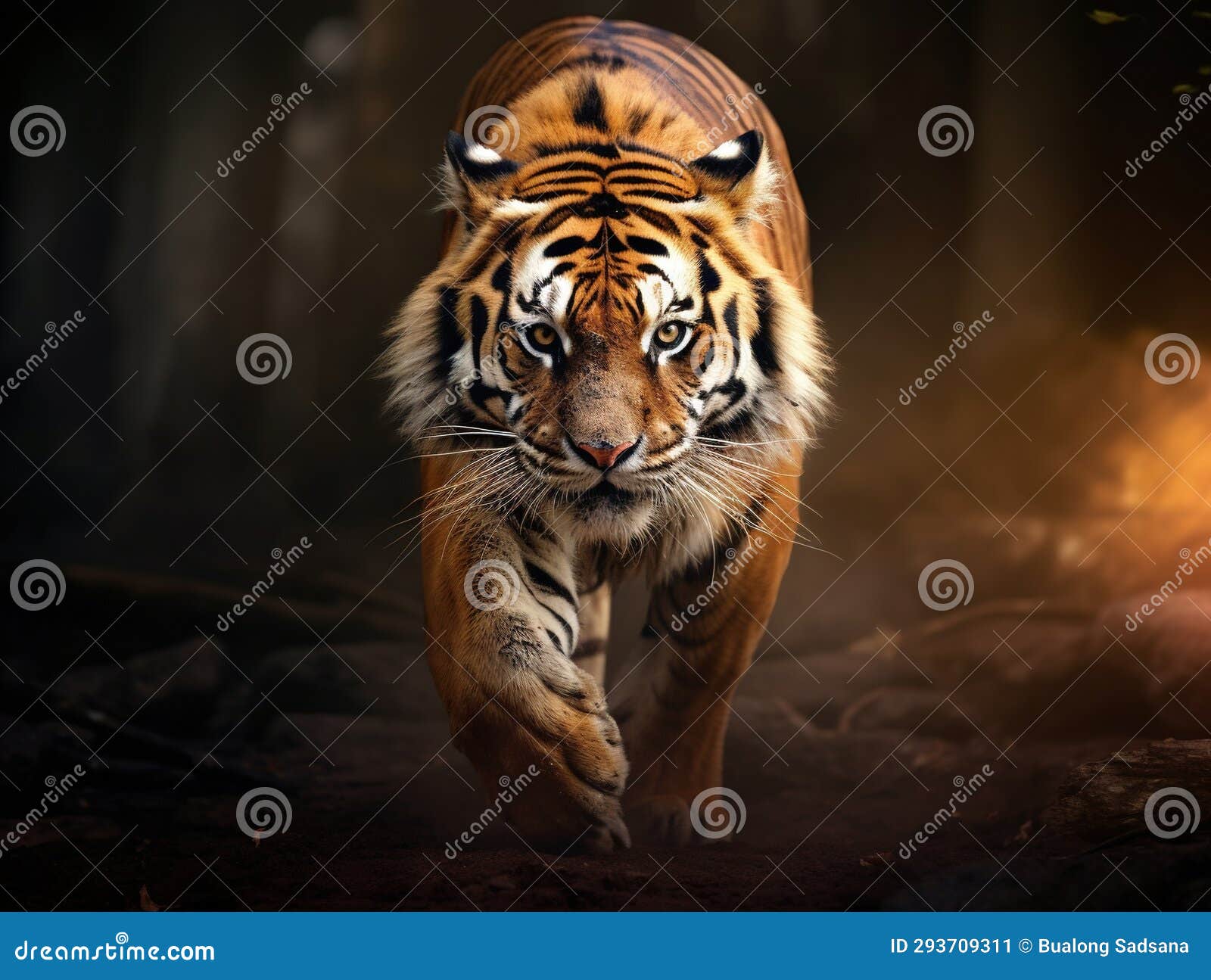 Ai Generated Illustration Wildlife Concept of Tiger Walking Towards