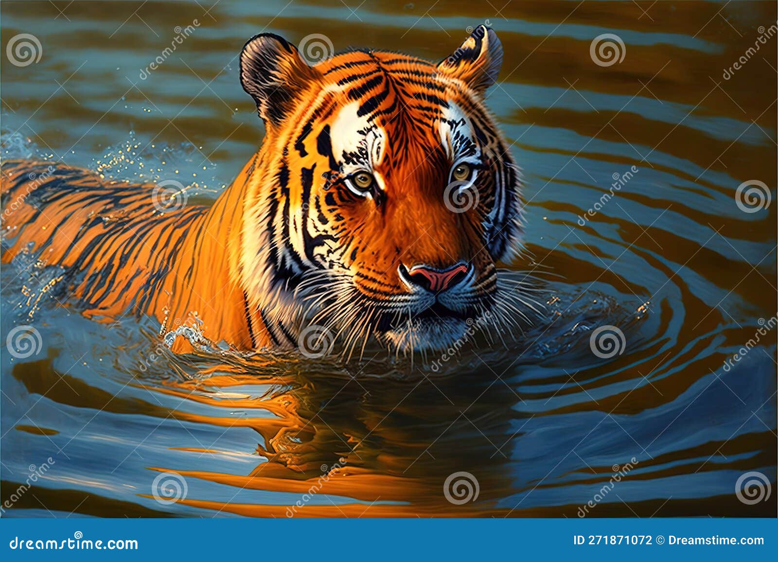 Tiger in Water. Generative AI Stock Illustration Illustration of