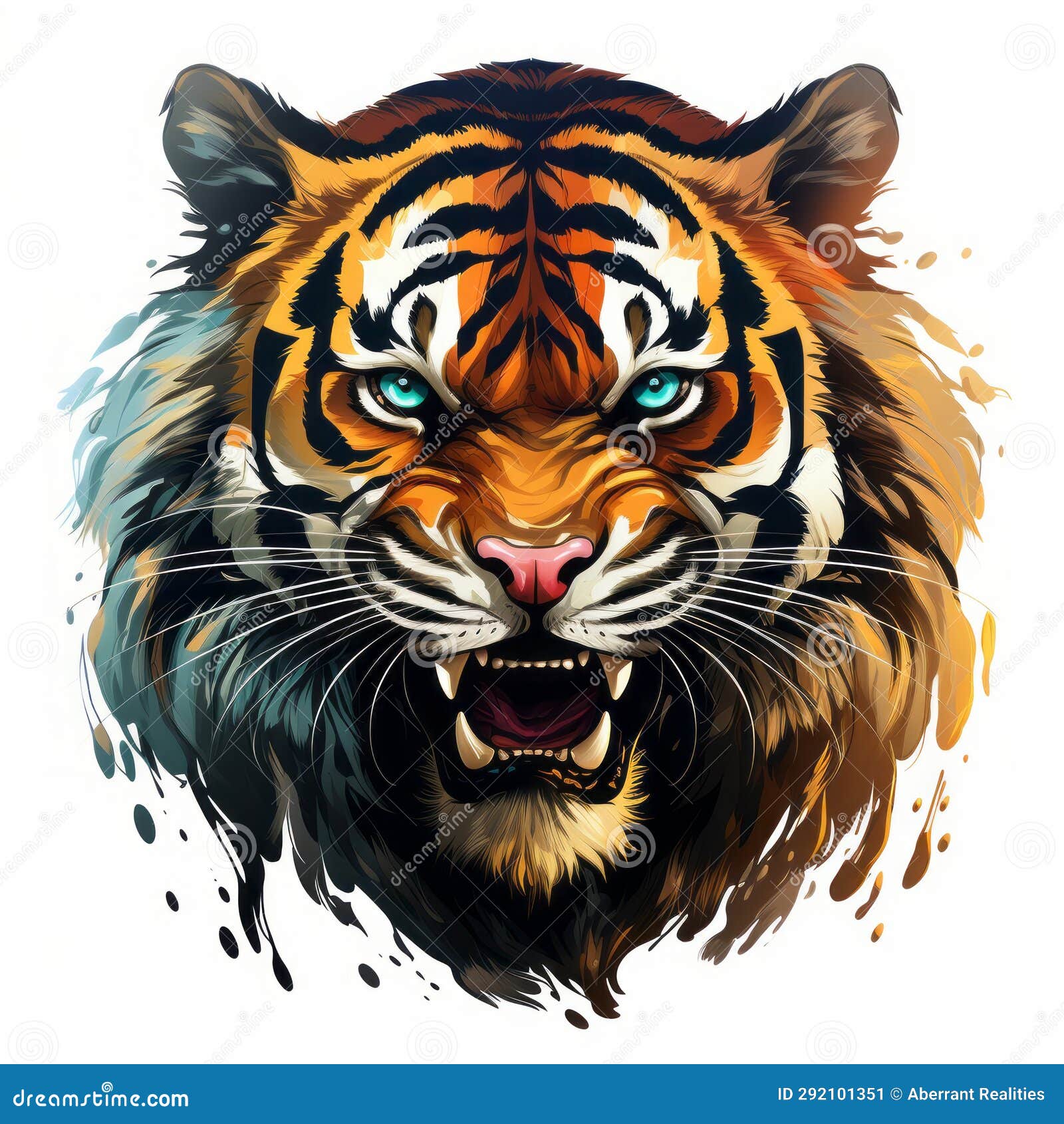 A Tigers Head is Shown on a White Background Stock Illustration Illustration of isolated