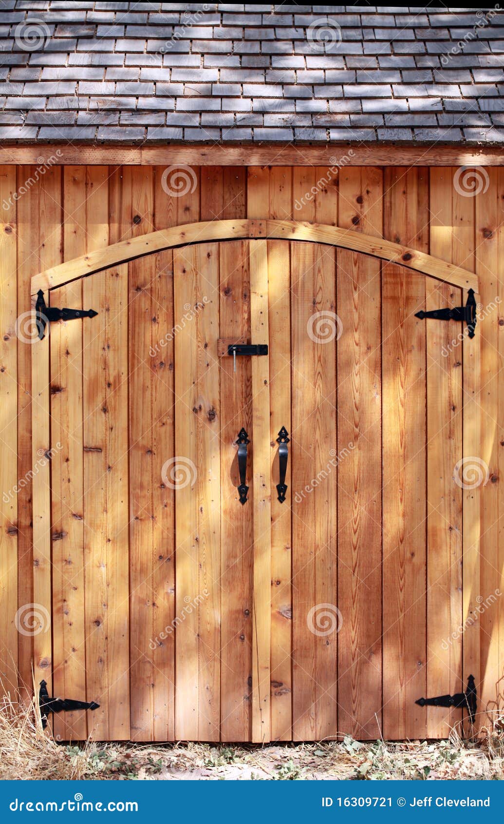 Tight Shot Closed Doors Cedar Wood Shed Stock Image ...