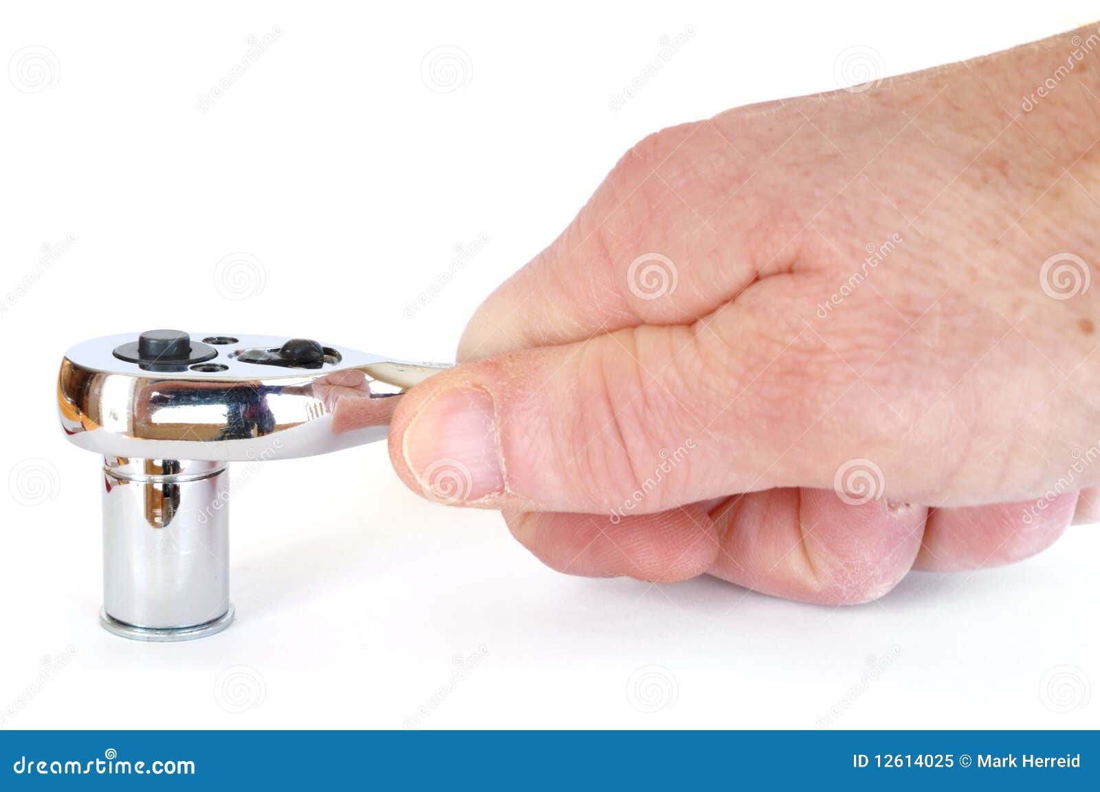 Tightening a Nut Using an Ratchet and Socket Stock Image Image of