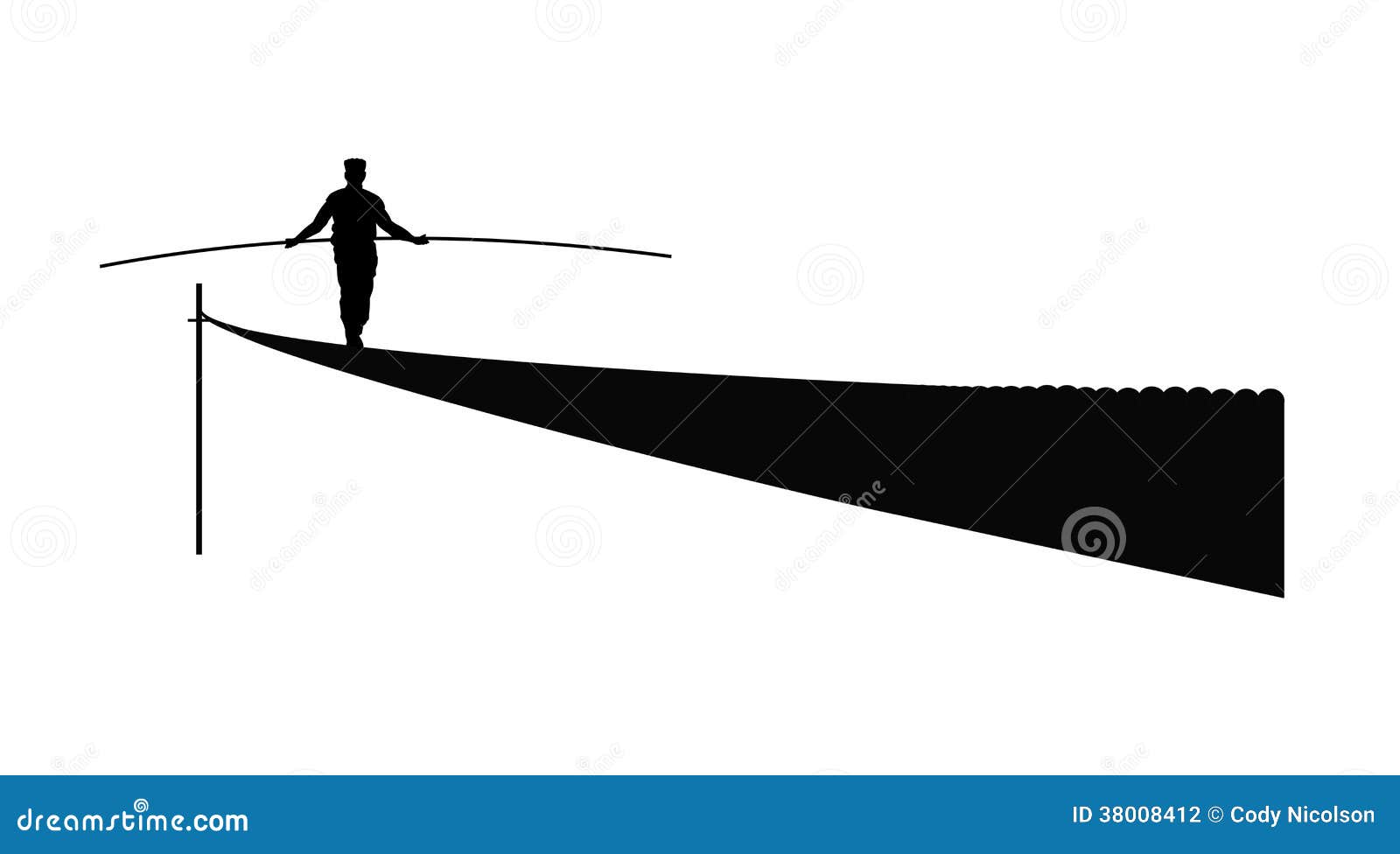 Tightrope Walker Over White Outline Stock Vector Illustration of