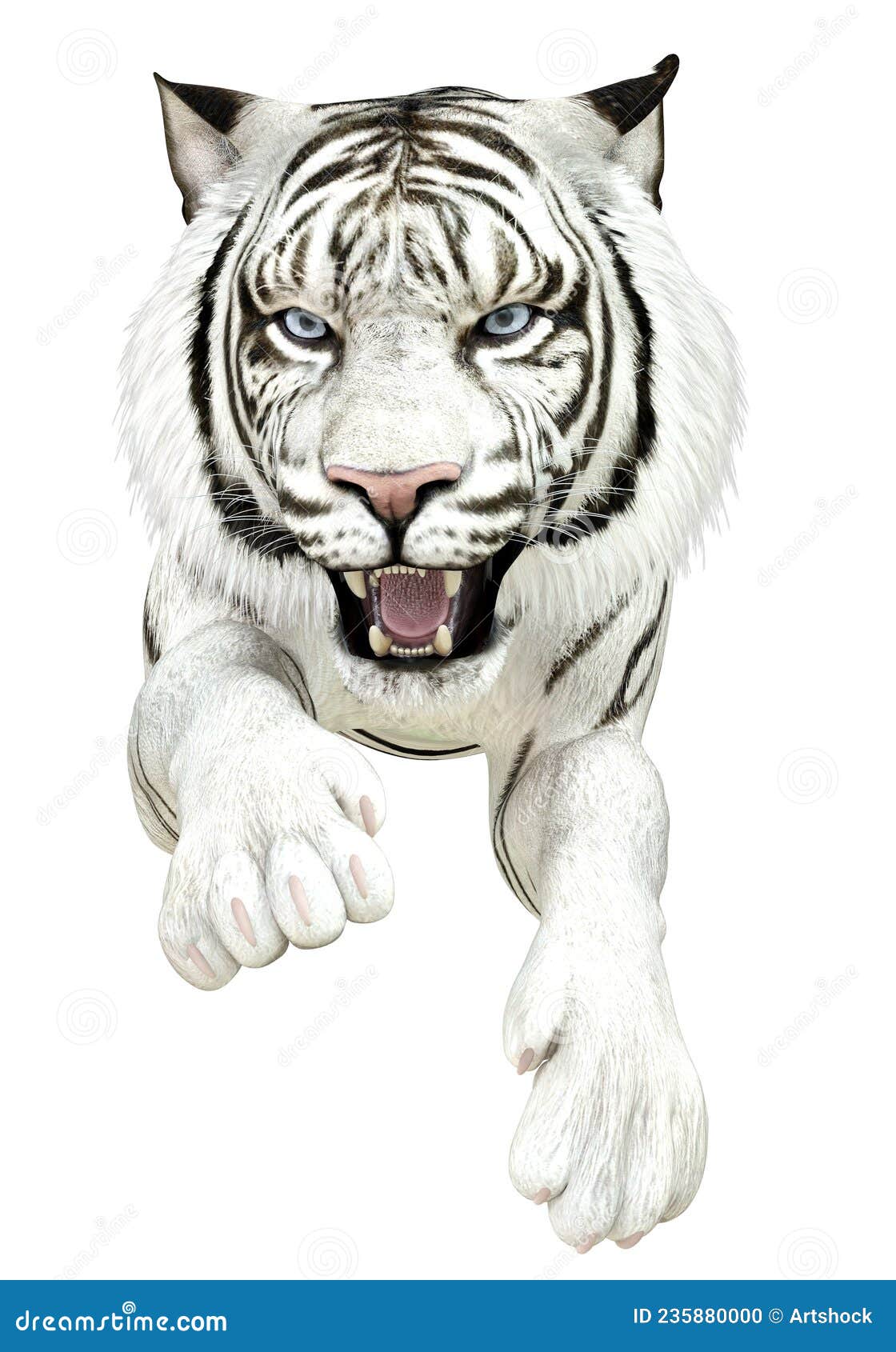 3d Renderização De Um Tigre Branco Ilustração Stock - Ilustração de raro,  grande: 234290994