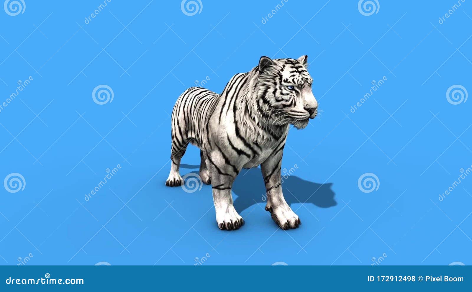 Tigre Branco Grandes Roar Animais Verde Frontal Tela 3d