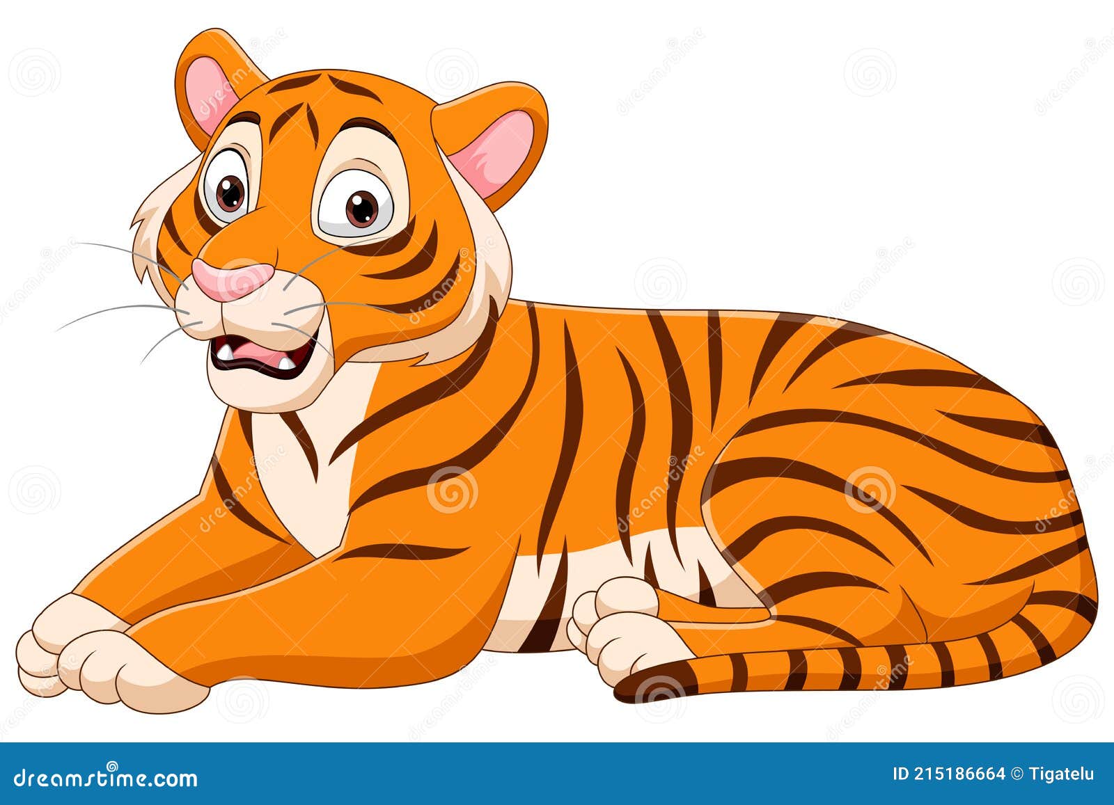 Tigre De Dibujos Animados Aislado Sobre Fondo Blanco Ilustración del Vector  - Ilustración de historieta, animal: 215186664