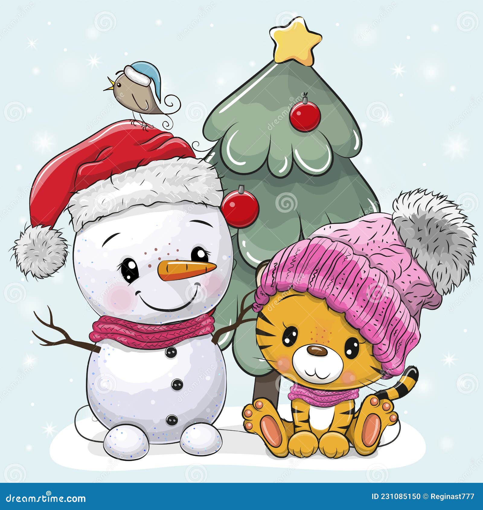 Tigre De Dibujos Animados Y Muñeco De Nieve Cerca Del árbol De Navidad Ilustración del Vector - Ilustración de amor, imagen: 231085150 Tigre De Dibujos Animados Y Muñeco De Nieve Cerca Del árbol De Navidad Ilustración del Vector - Ilustración de amor, imagen: 231085150