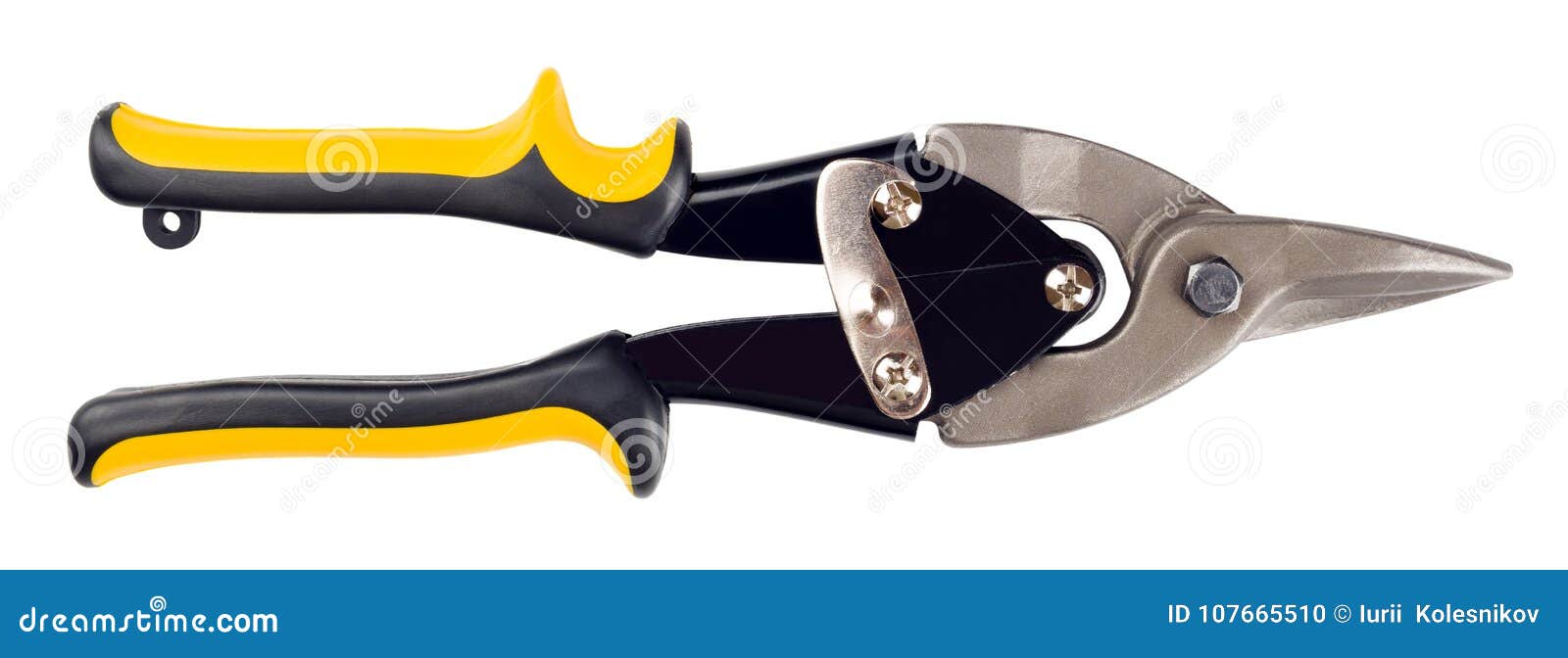 Tijeras para cortar metal aislado en blanco. tijeras para metal.