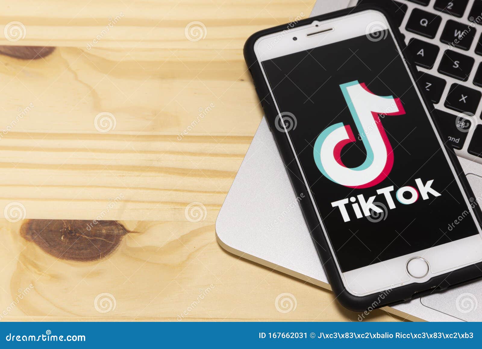 Tik Tok Application Icon on Apple Iphone Screen Close-up. Tik Tok Icon