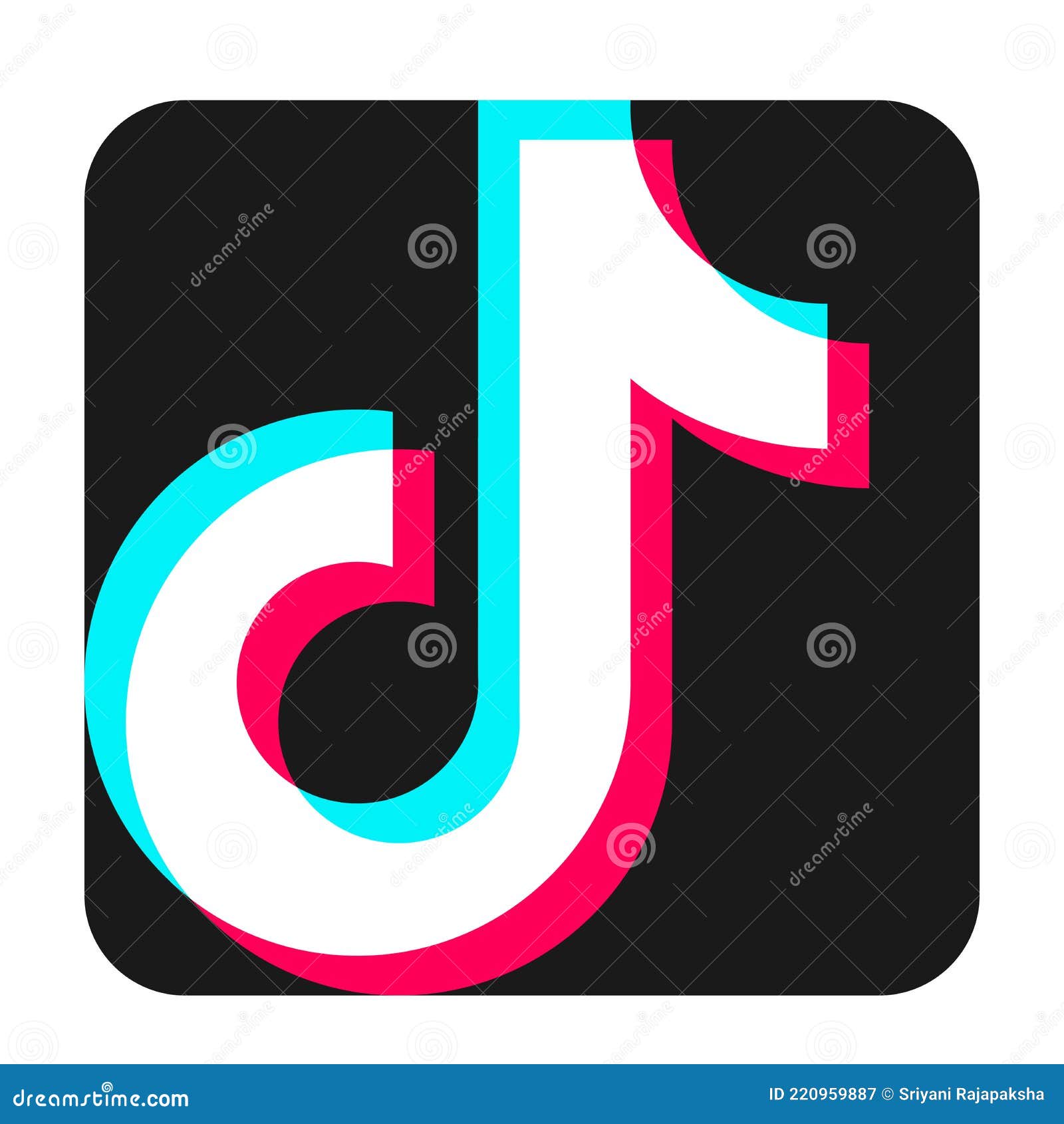 Tik Tok Popular Social Media Logo Icono Color Azul Rosa Blanco ...