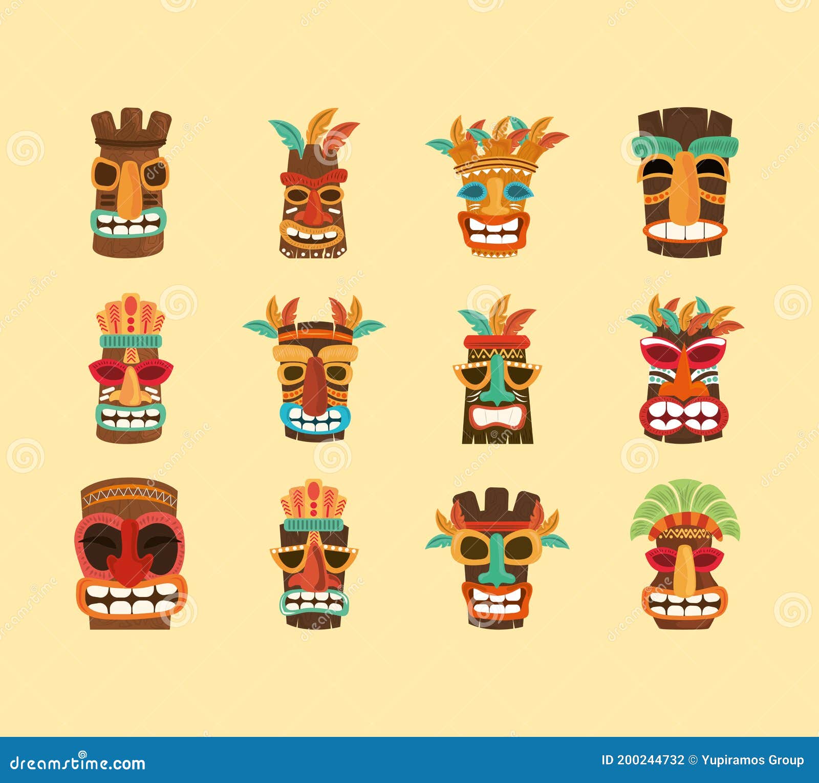Tiki God, Wooden African Sculpture Traditional, Icons Stock Vector ...