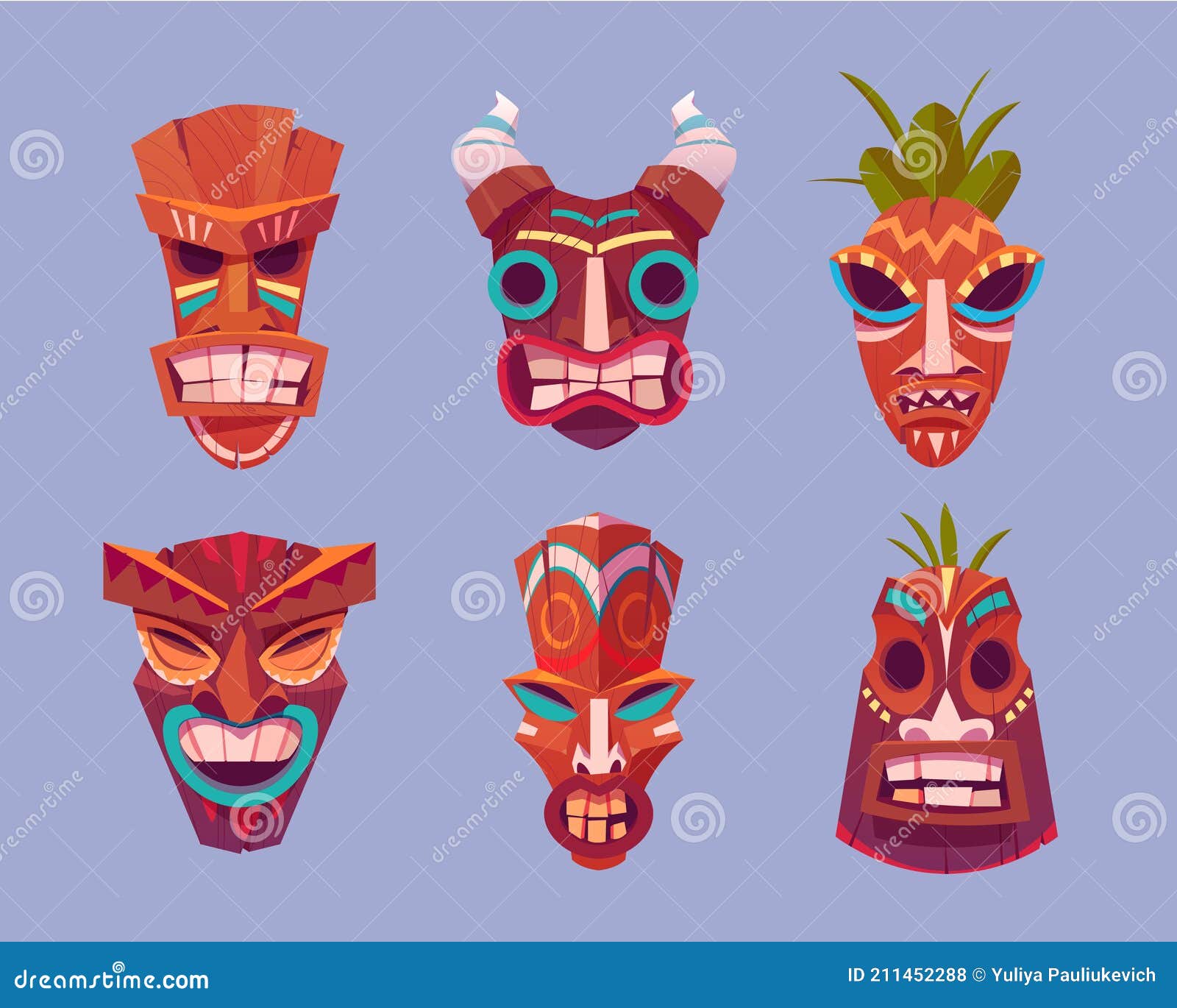 #wib370420e Tribal Tiki Mask 8 Floral Primitive Art