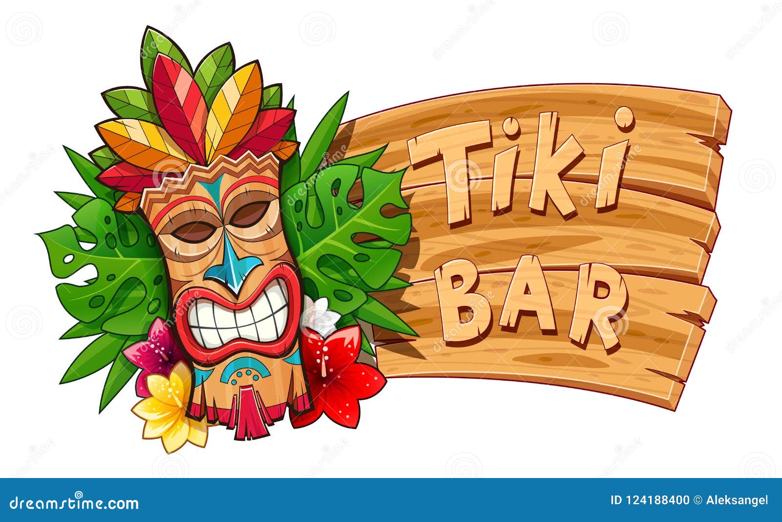 tiki tribal wooden mask. hawaiian traditional character