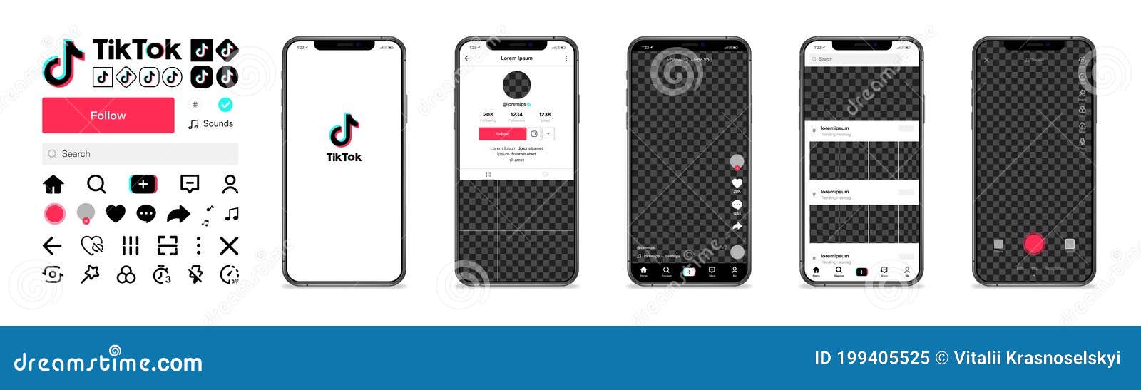 Tiktok Tik Tok Mobile App Interface Template On Apple Iphone Mockup tiktok-ui-template