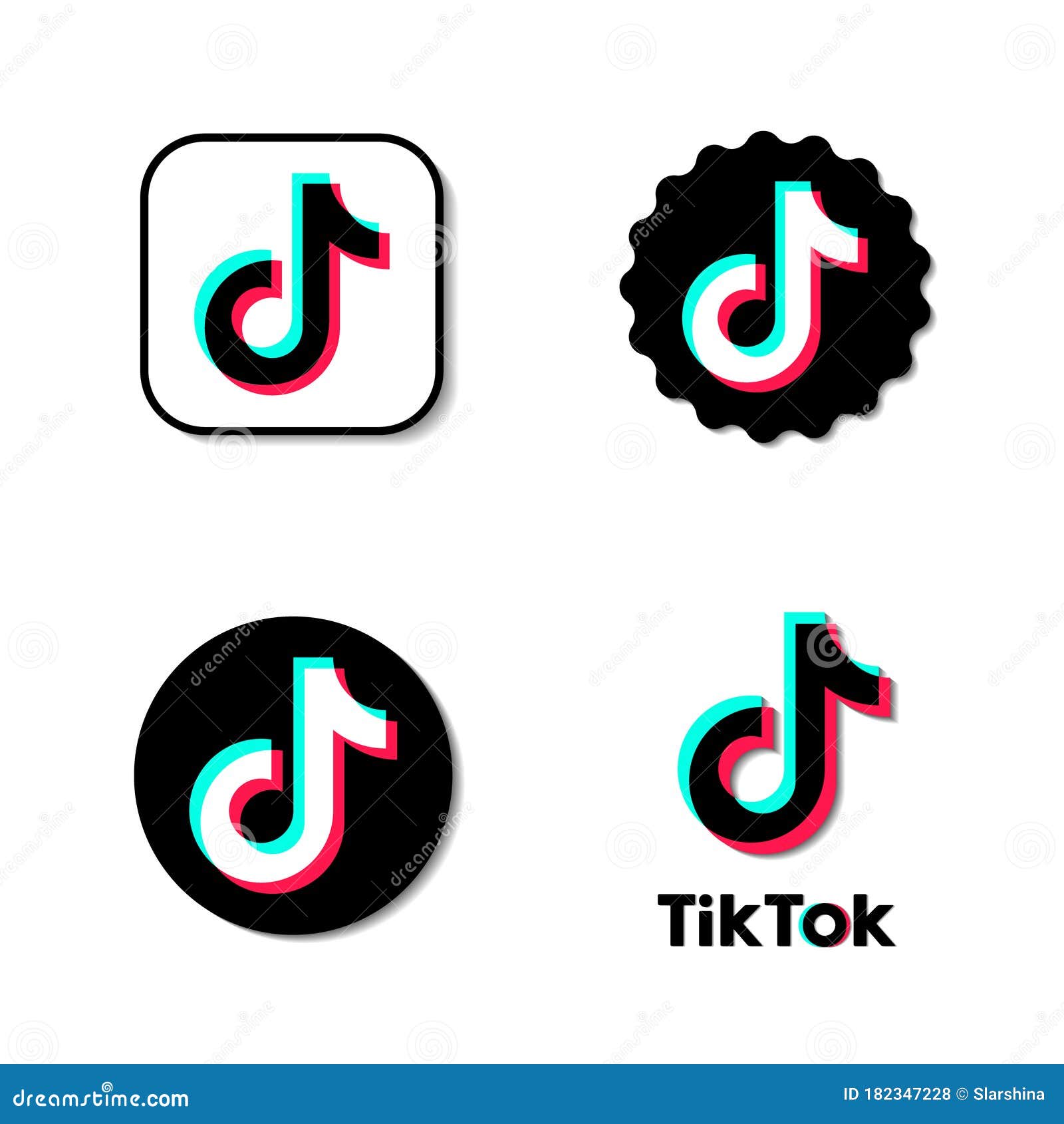 Tiktok Vector Icons Set Of Flat Signs Isolated On White And Black Background Social Media Logo Vector Illustration Editorial Stock Photo Illustration Of Design Player