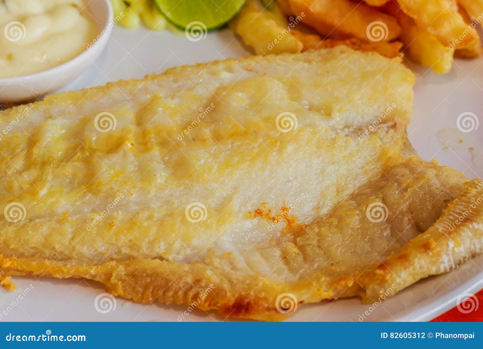 Tilapia Fish Steak on a White Plate. Stock Photo Image of lunch