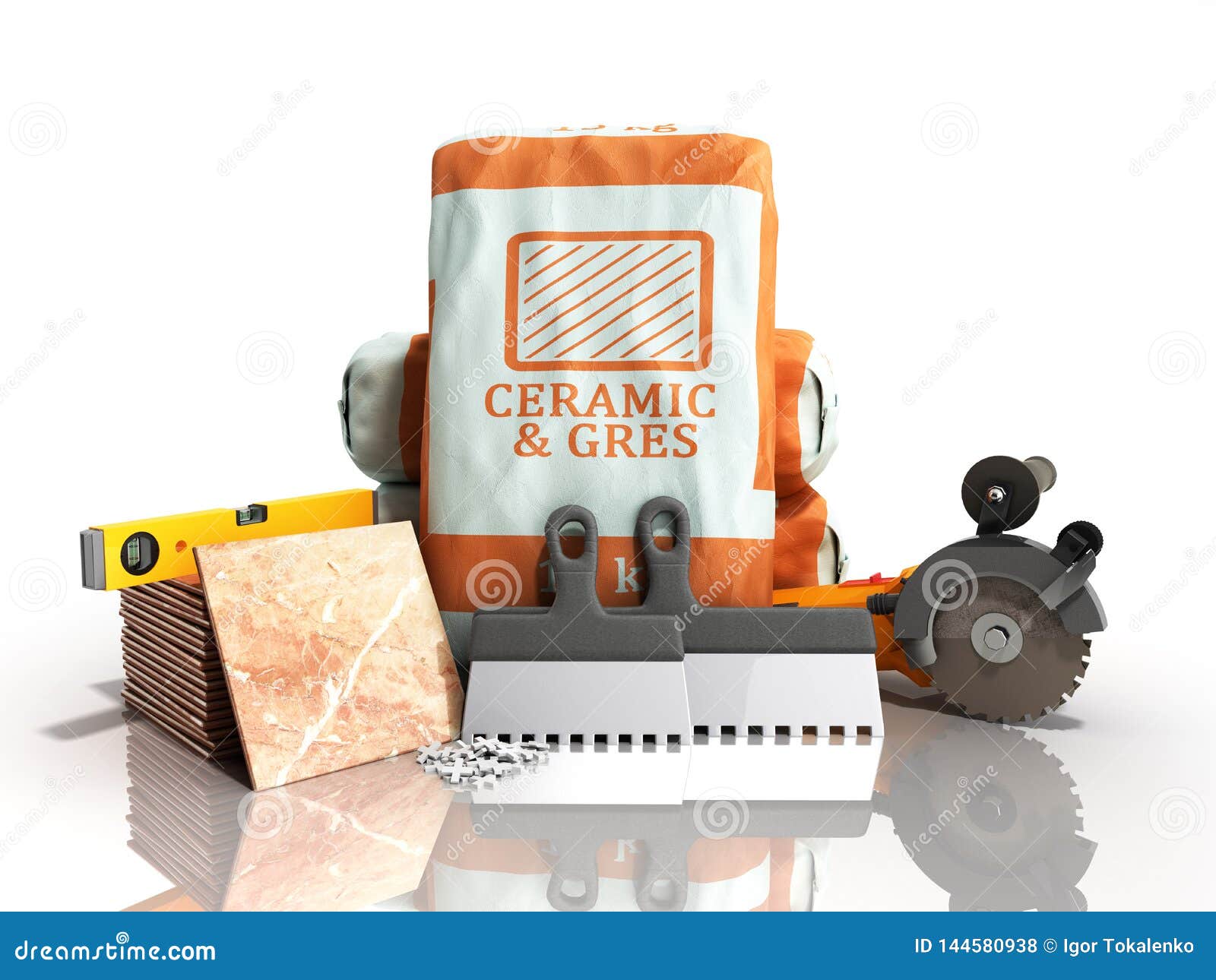 Tile Adhesive in the Package Ceramic Glue Tile Laying Tools 3d Render