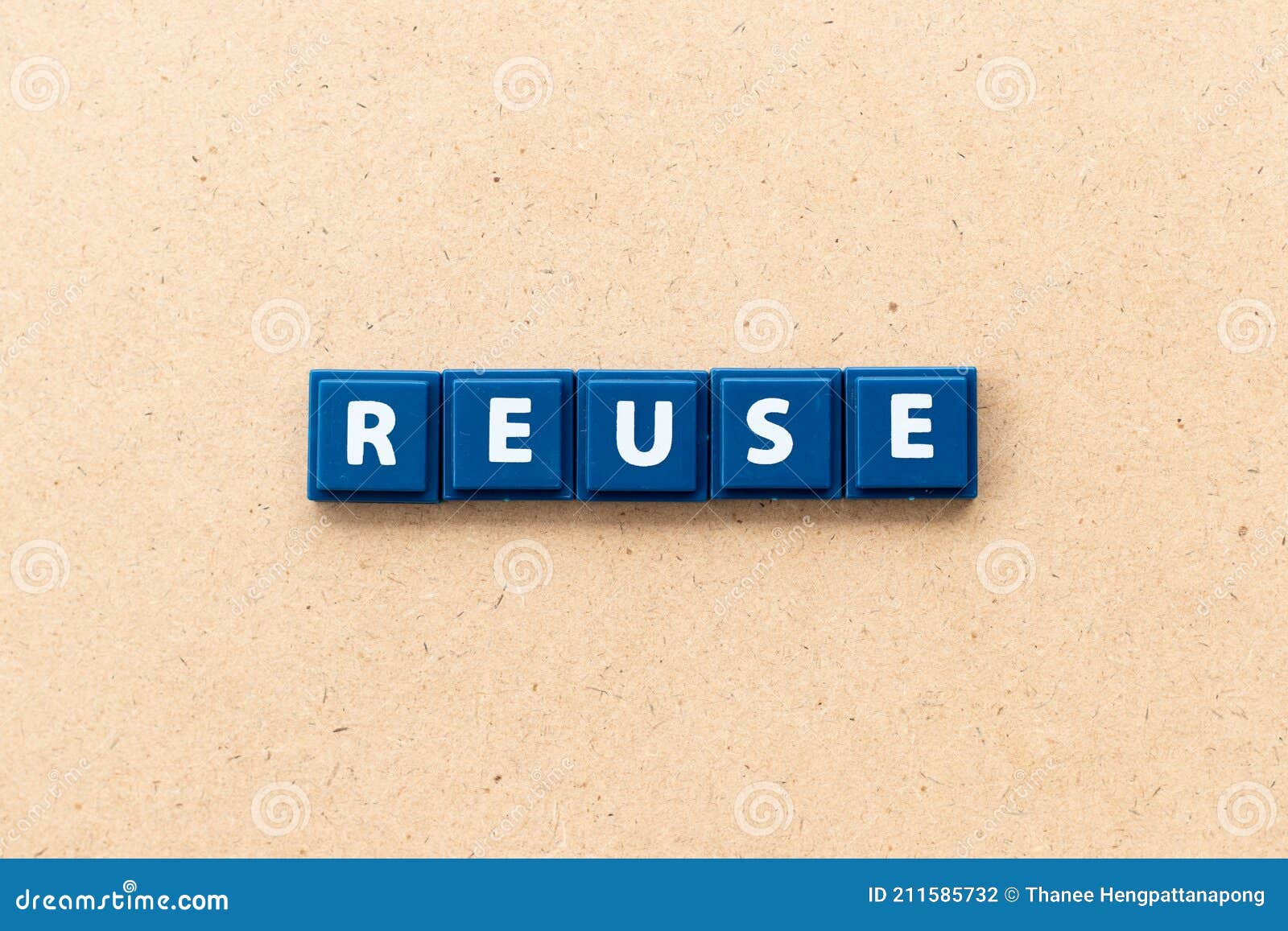 Tile Letter in Word Reuse on Wood Background Stock Photo Image of