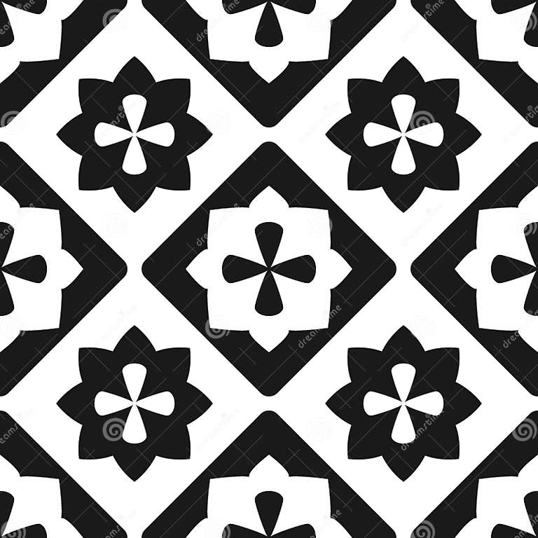 Tile Black and White Decorative Floor Tiles Vector Pattern Stock Vector