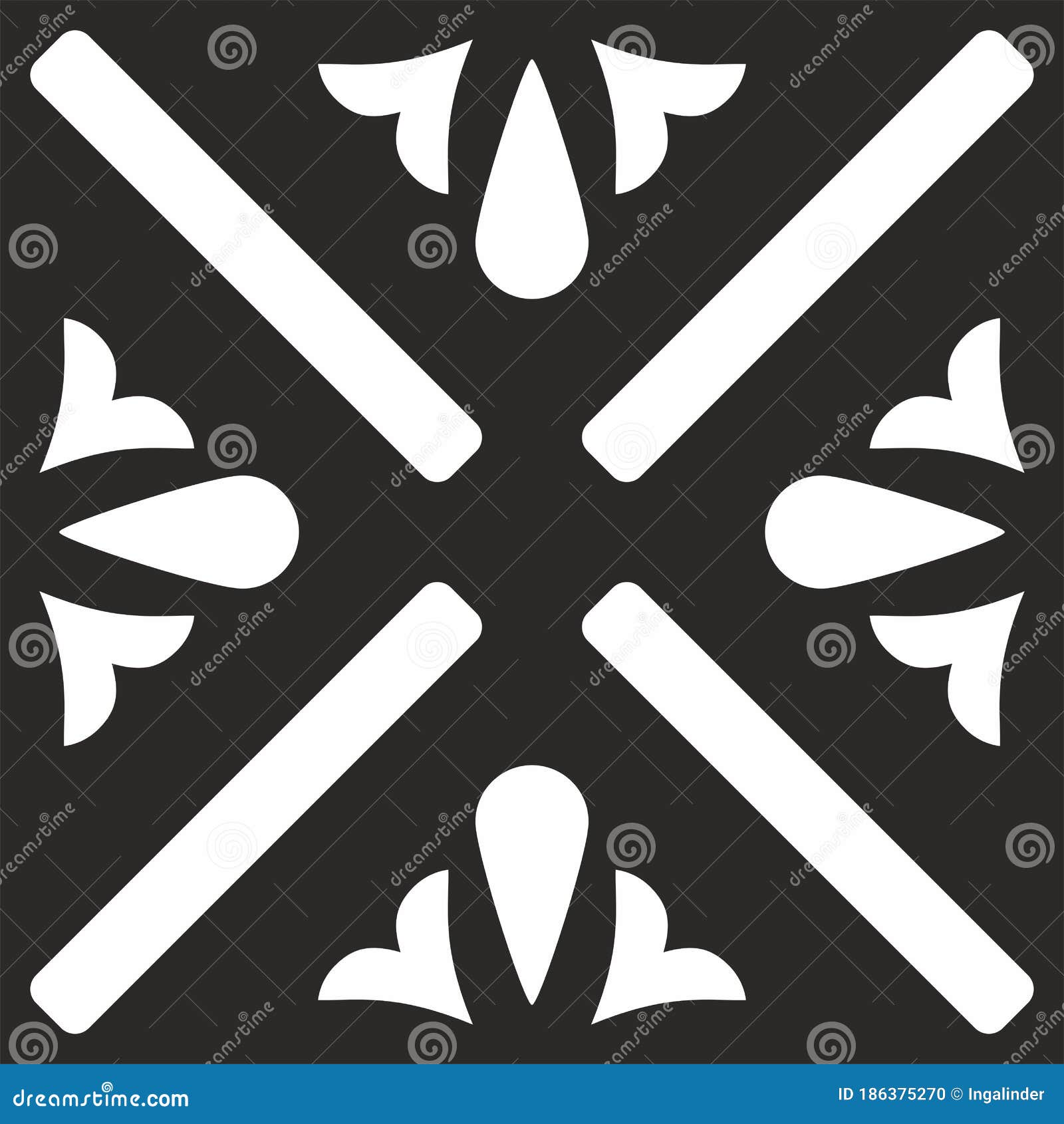 Tile Black and White Decorative Floor Tiles Vector Pattern or Seamless