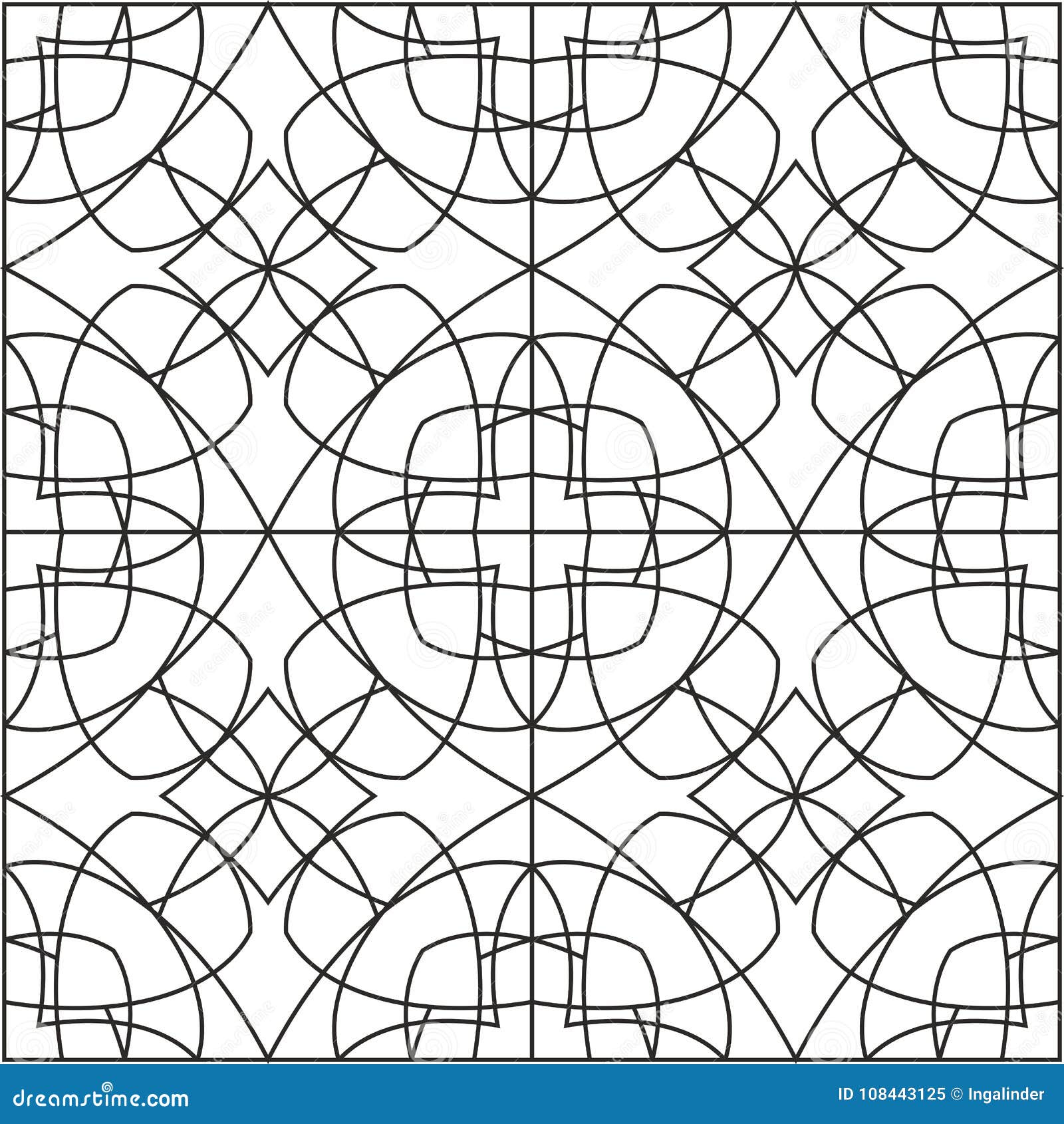 Tile Black and White Vector Pattern Stock Vector Illustration of