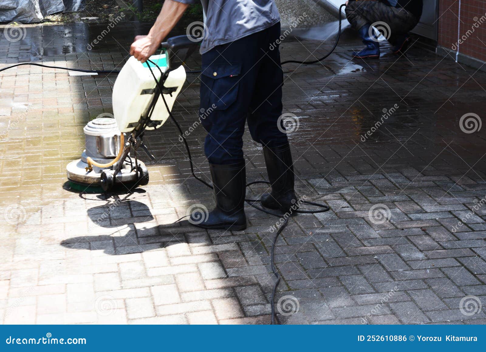 The tile cleaning work. stock photo. Image of scene 252610886