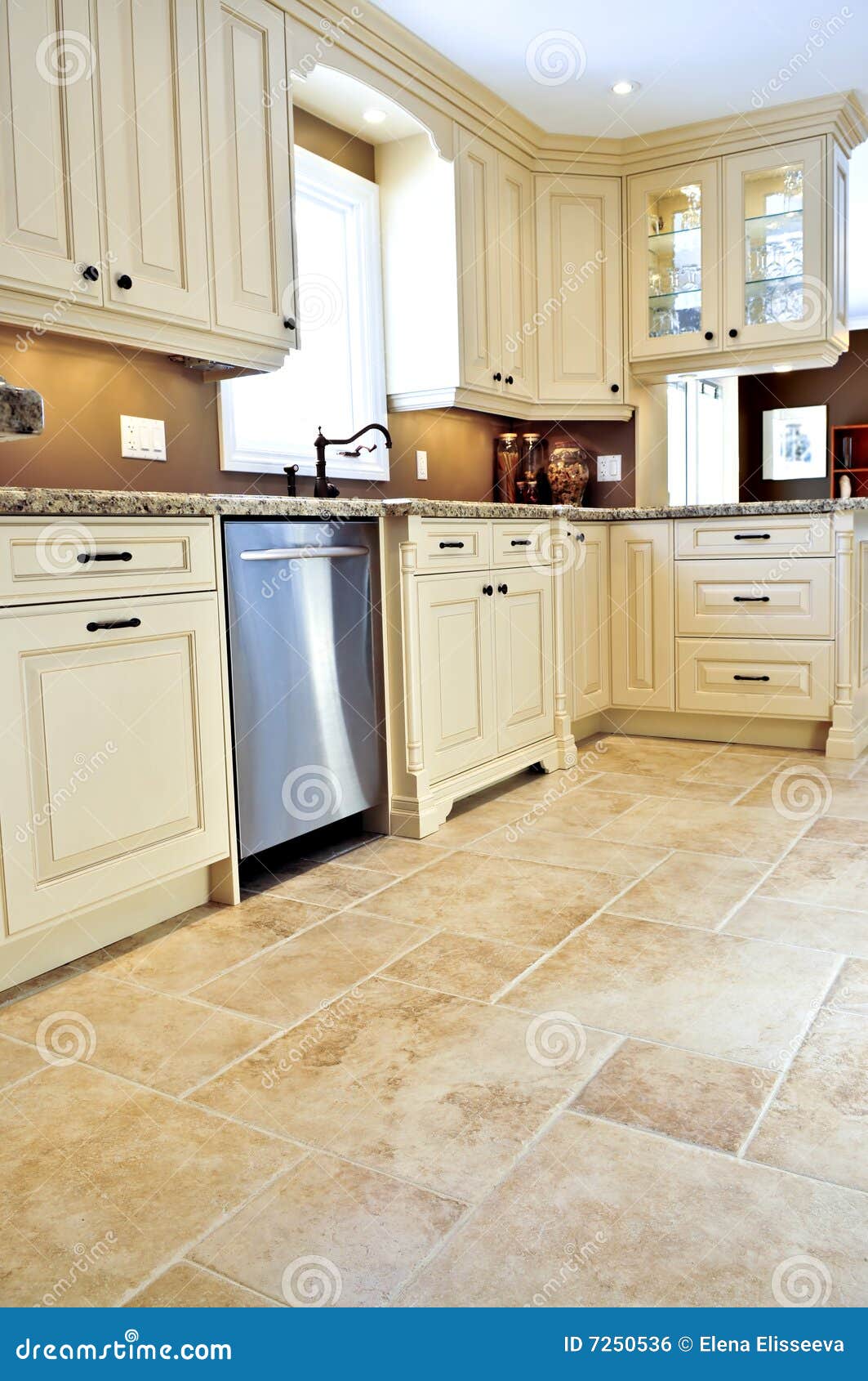 Tile Floor In Modern Kitchen Stock Photo Image Of Improvement