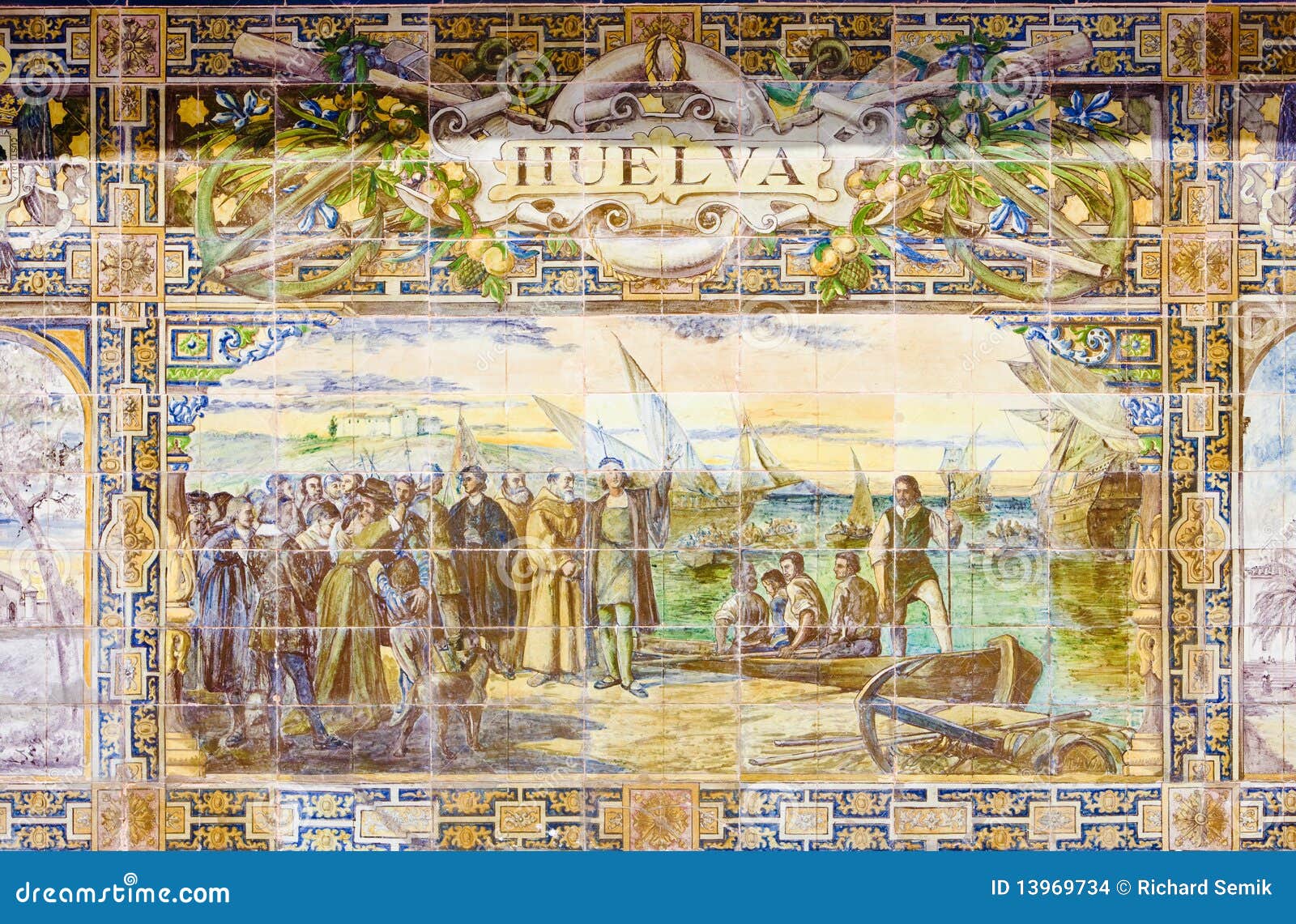 Tile painting in Seville stock photo. Image of locations 13969734