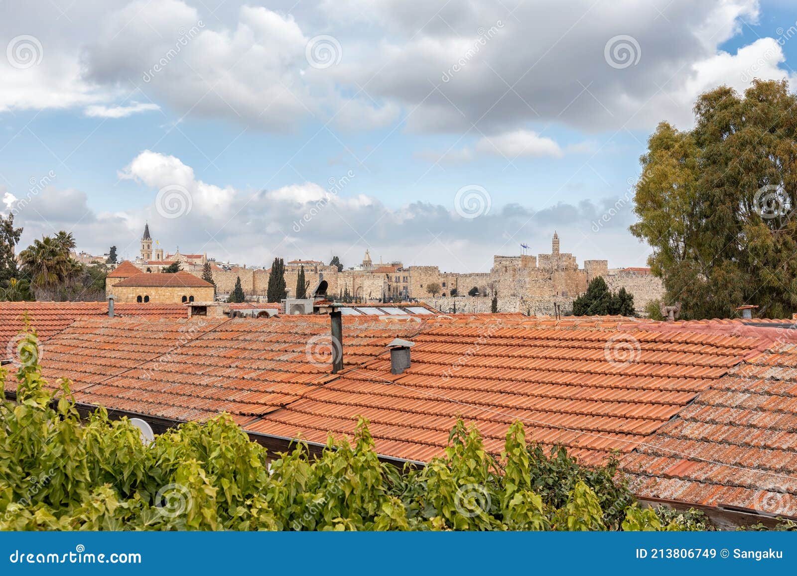 tile rooftops of yemin moshe and jerusalem old city