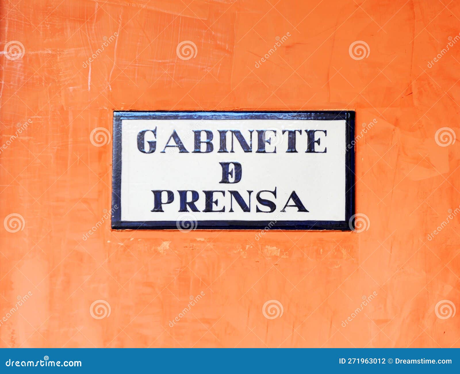 press office (gabinete de prensa). tile in spanish language sign