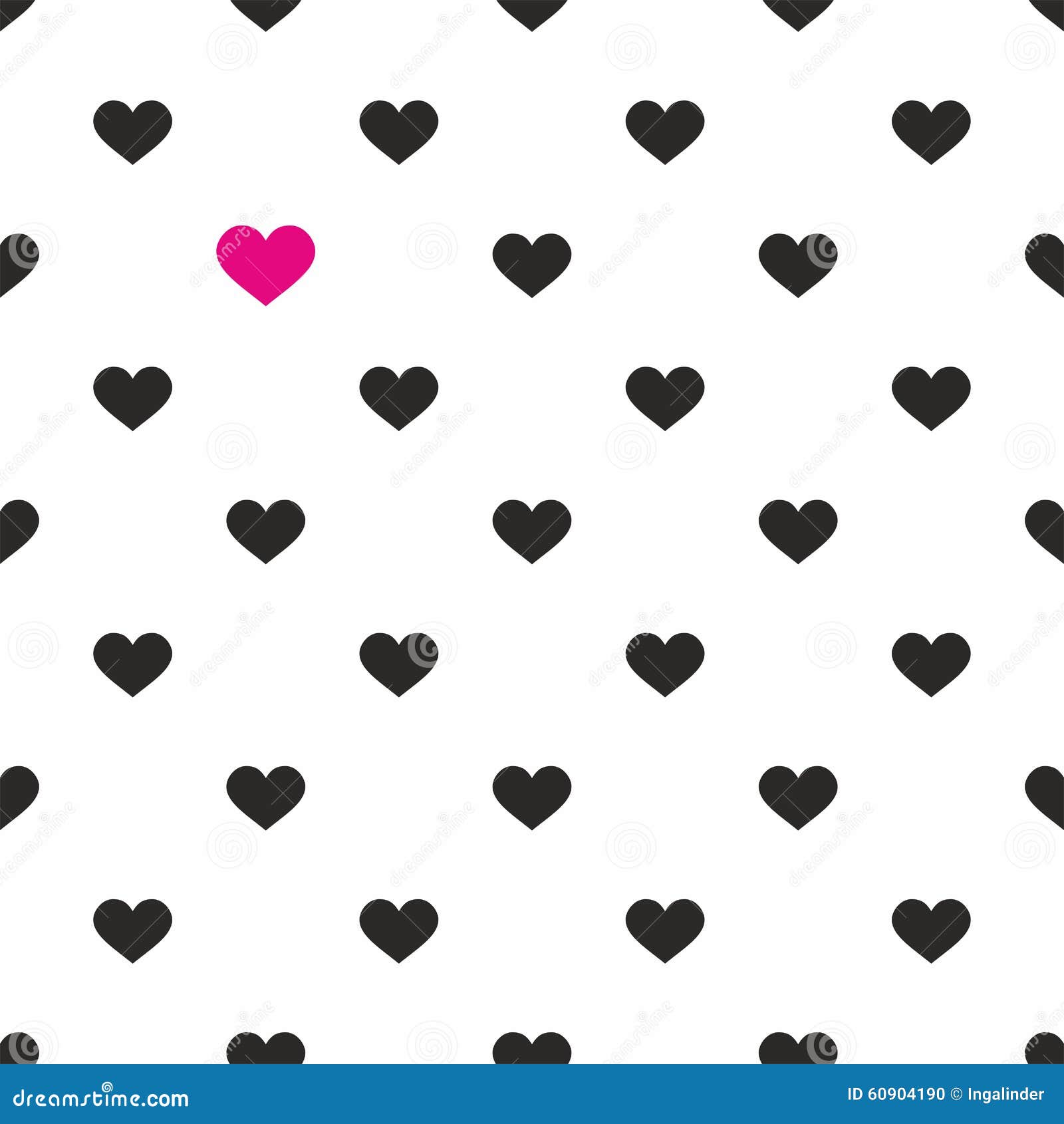 Tile Vector Pattern With Pink And Black Hearts On White