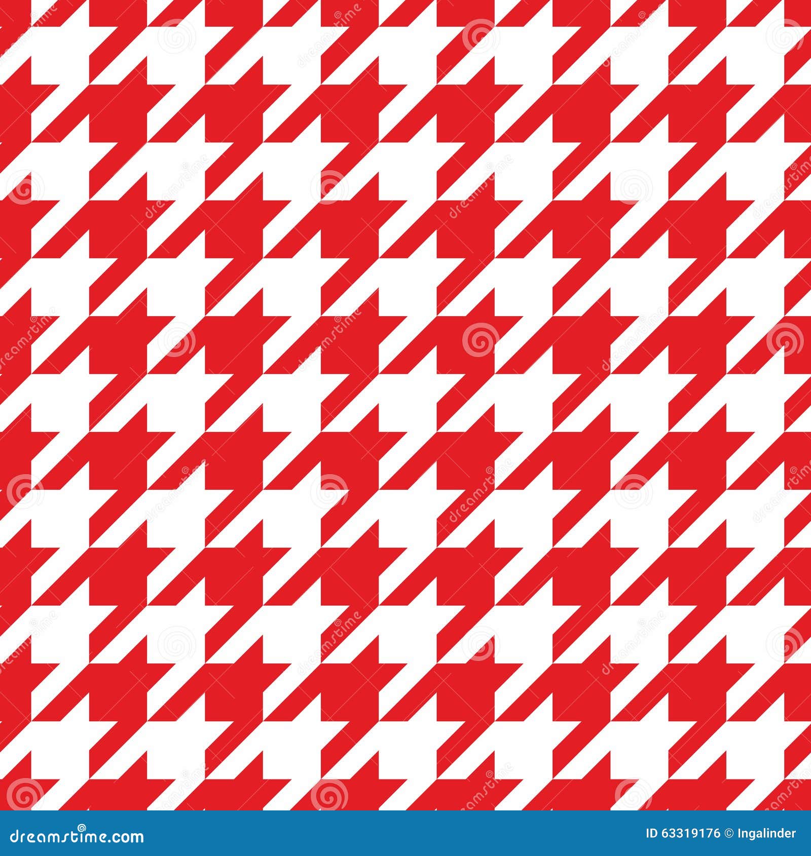 Tile Vector Pattern With Red And White Houndstooth Background Stock