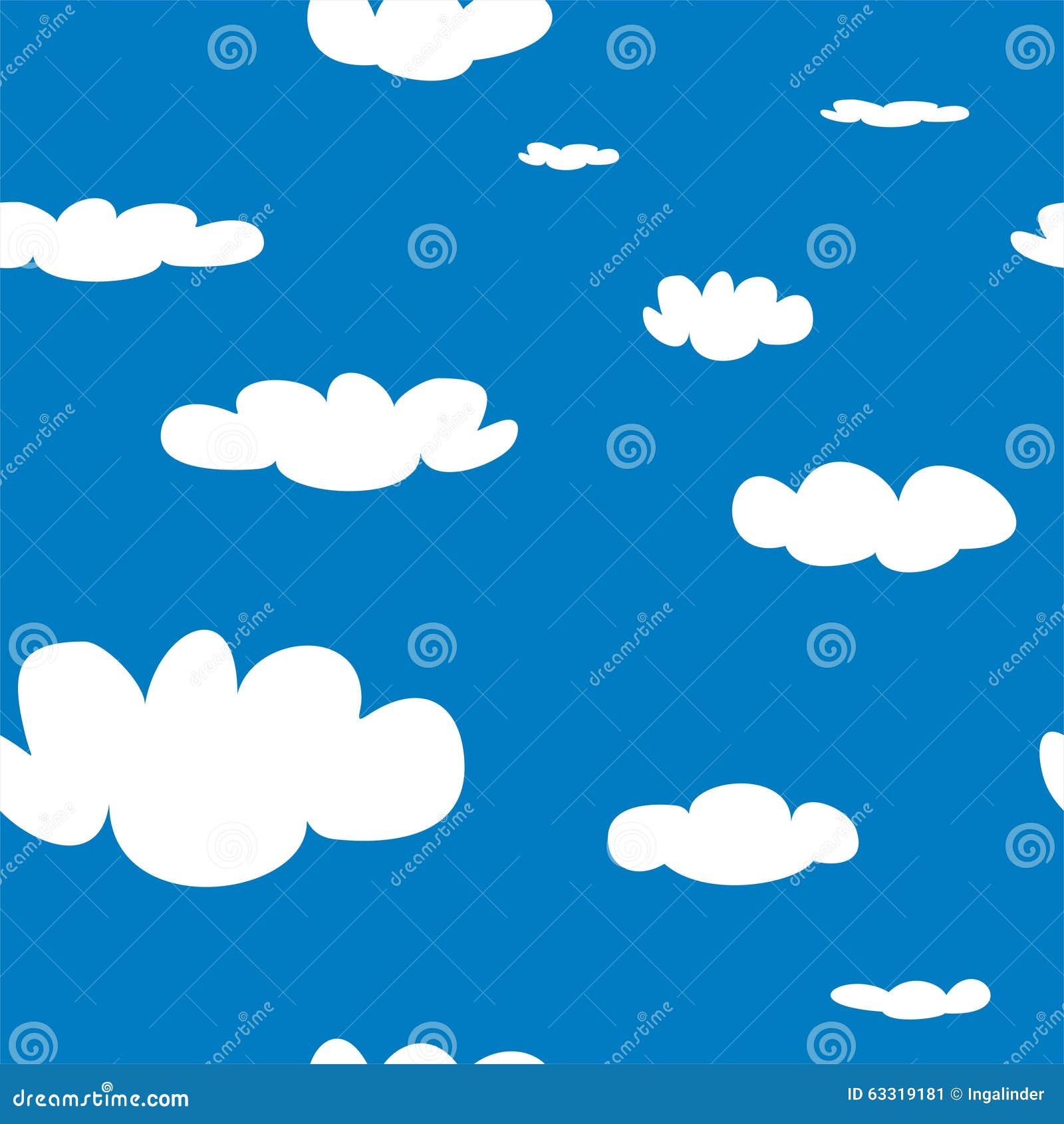 Tile Vector Pattern with White Clouds on Blue Background Stock Vector -  Illustration of shape, modern: 63319181