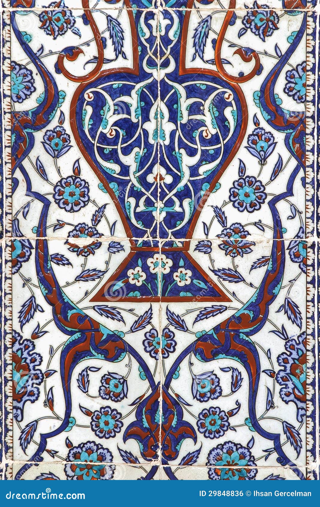 Tile Wall Decoration of Rustem Pasha Mosque, Istanbul Stock Photo