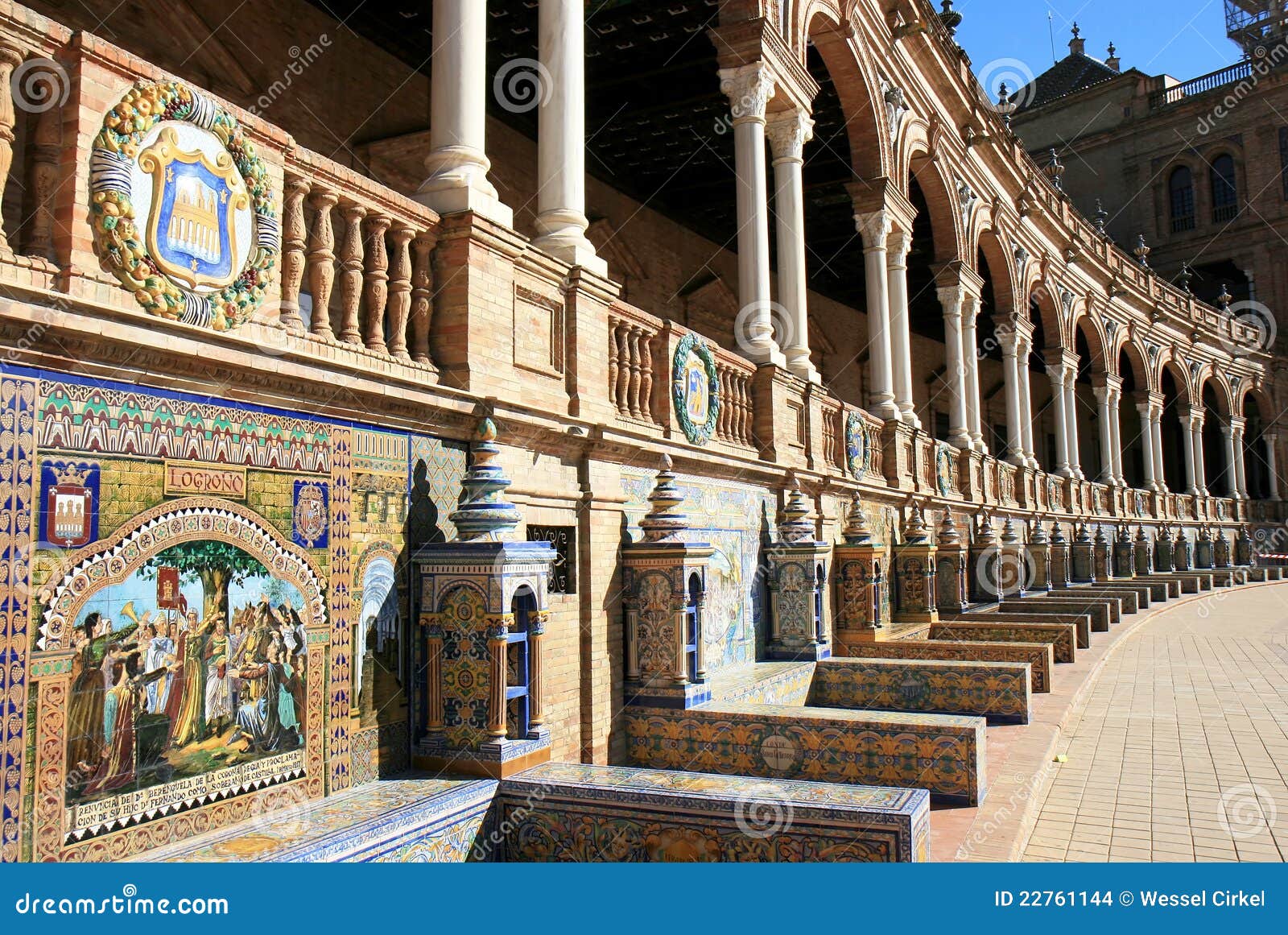 tiled alcoves, plaza de espana, seville, spain