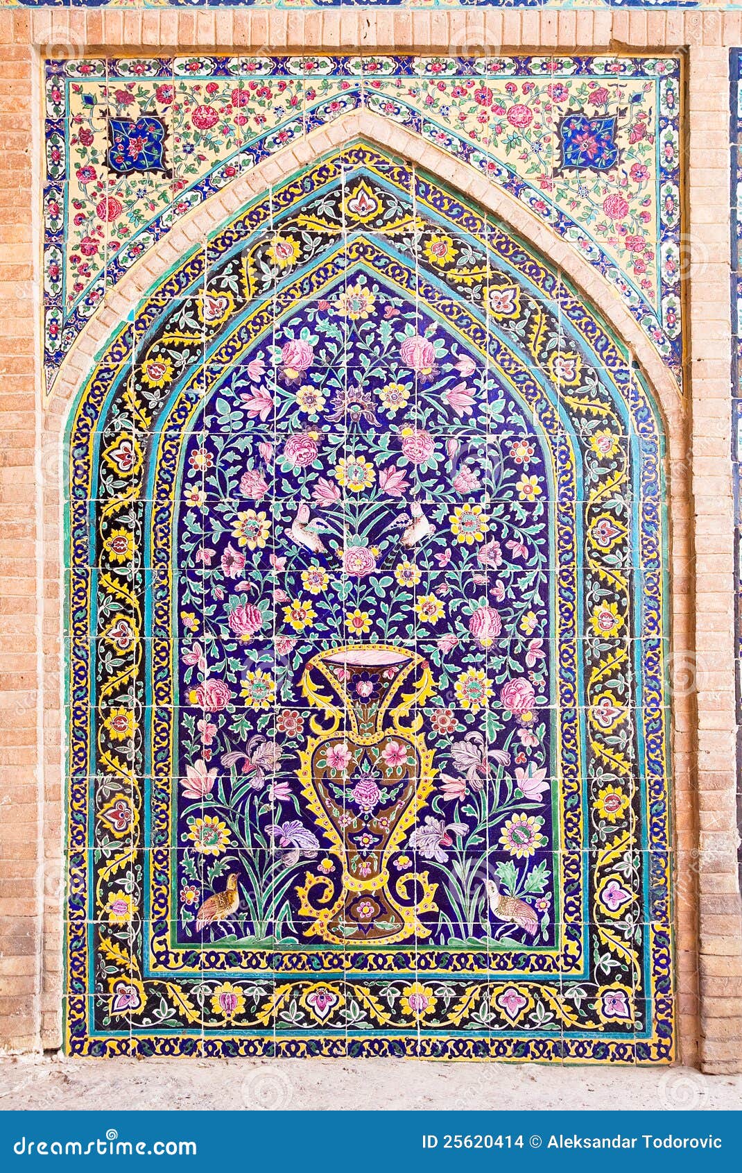 tiled oriental ornaments , kashan, iran