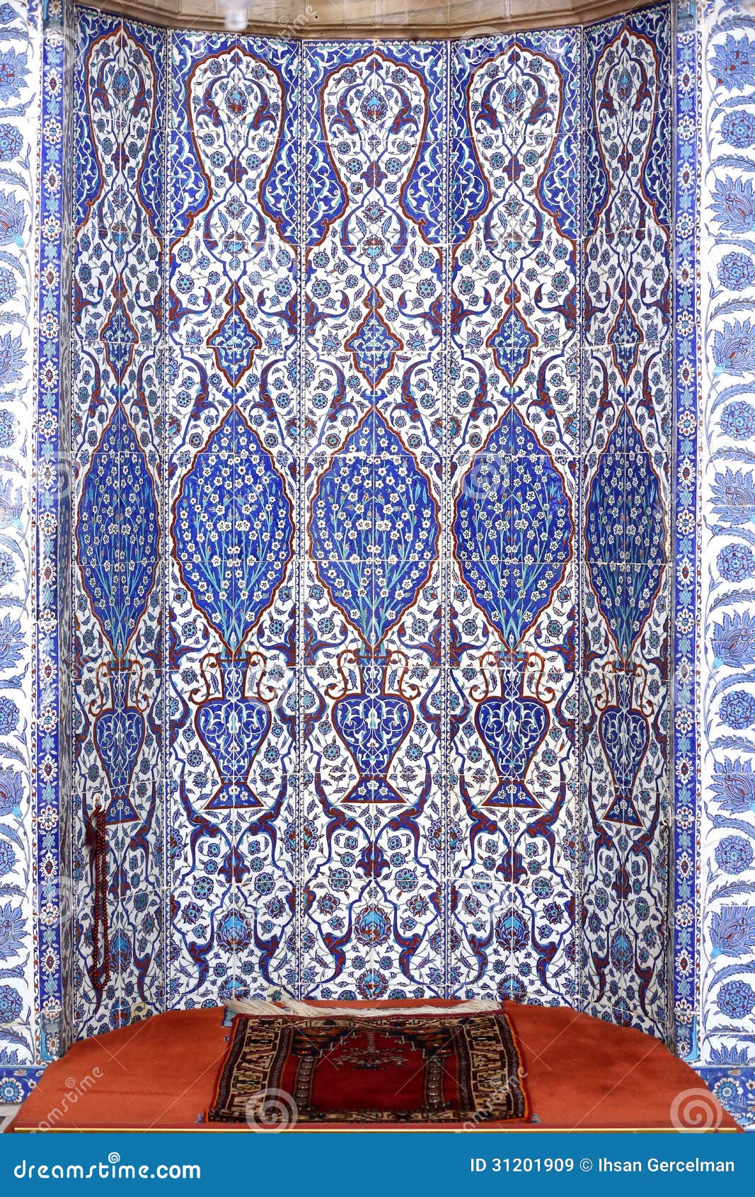 tiles of mihrab in rustem pasa mosque, istanbul
