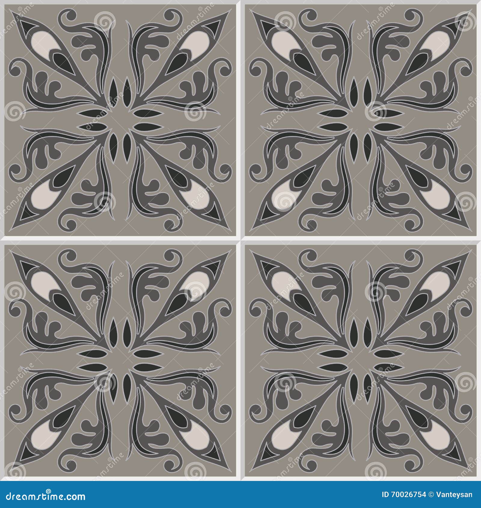 Tiles Seamless Pattern. Vintage Background - Victorian Ceramic Tile in